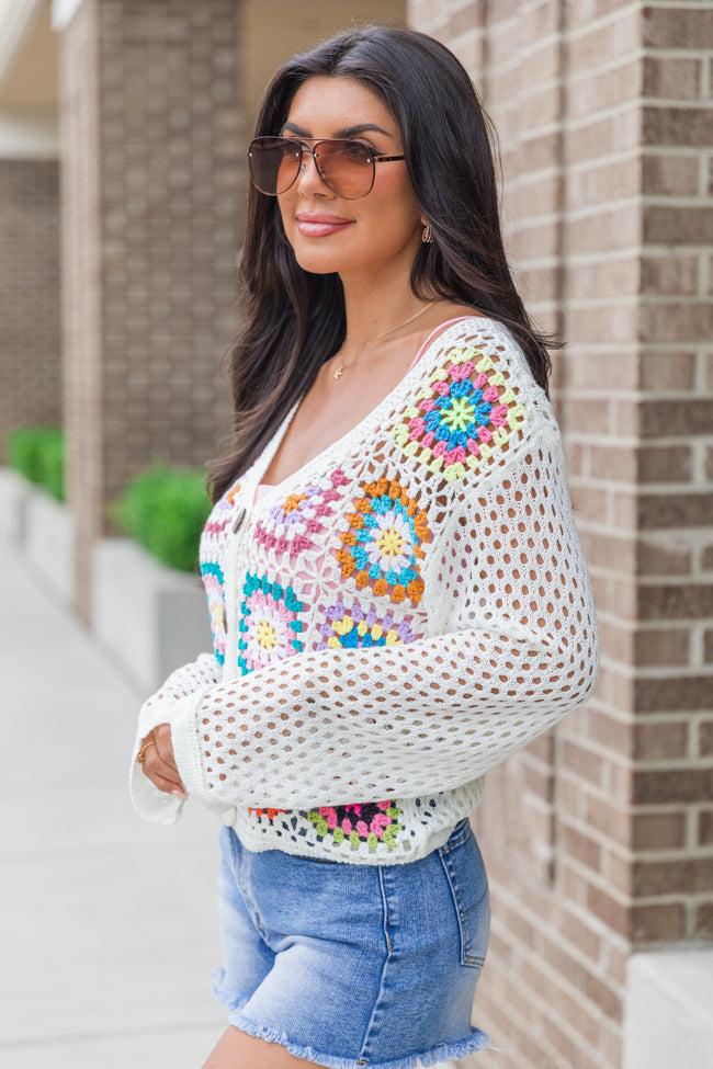 Evermore Elegance Cream Crochet Cardigan FINAL SALE Product Image