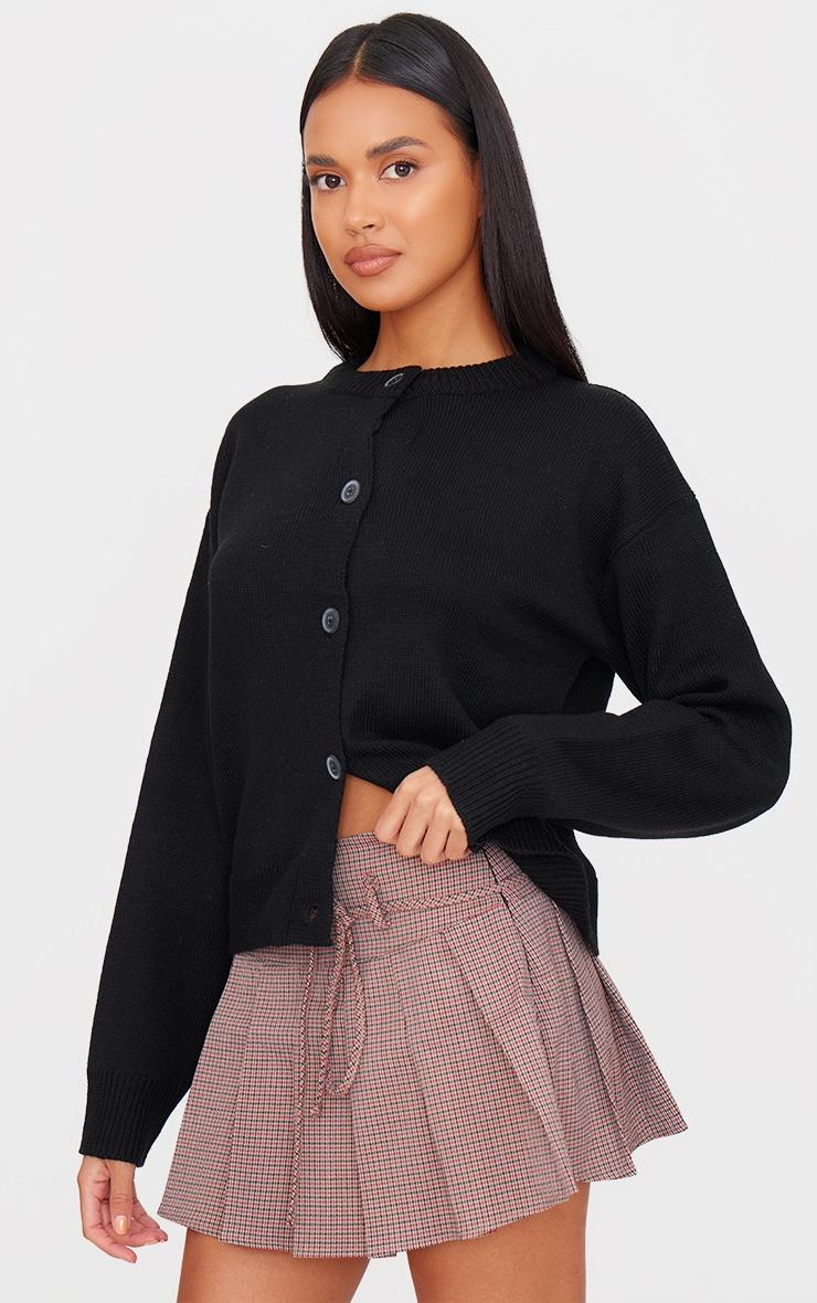 Burgundy Gingham Print Pleated Tie Detail Mini Skirt Product Image