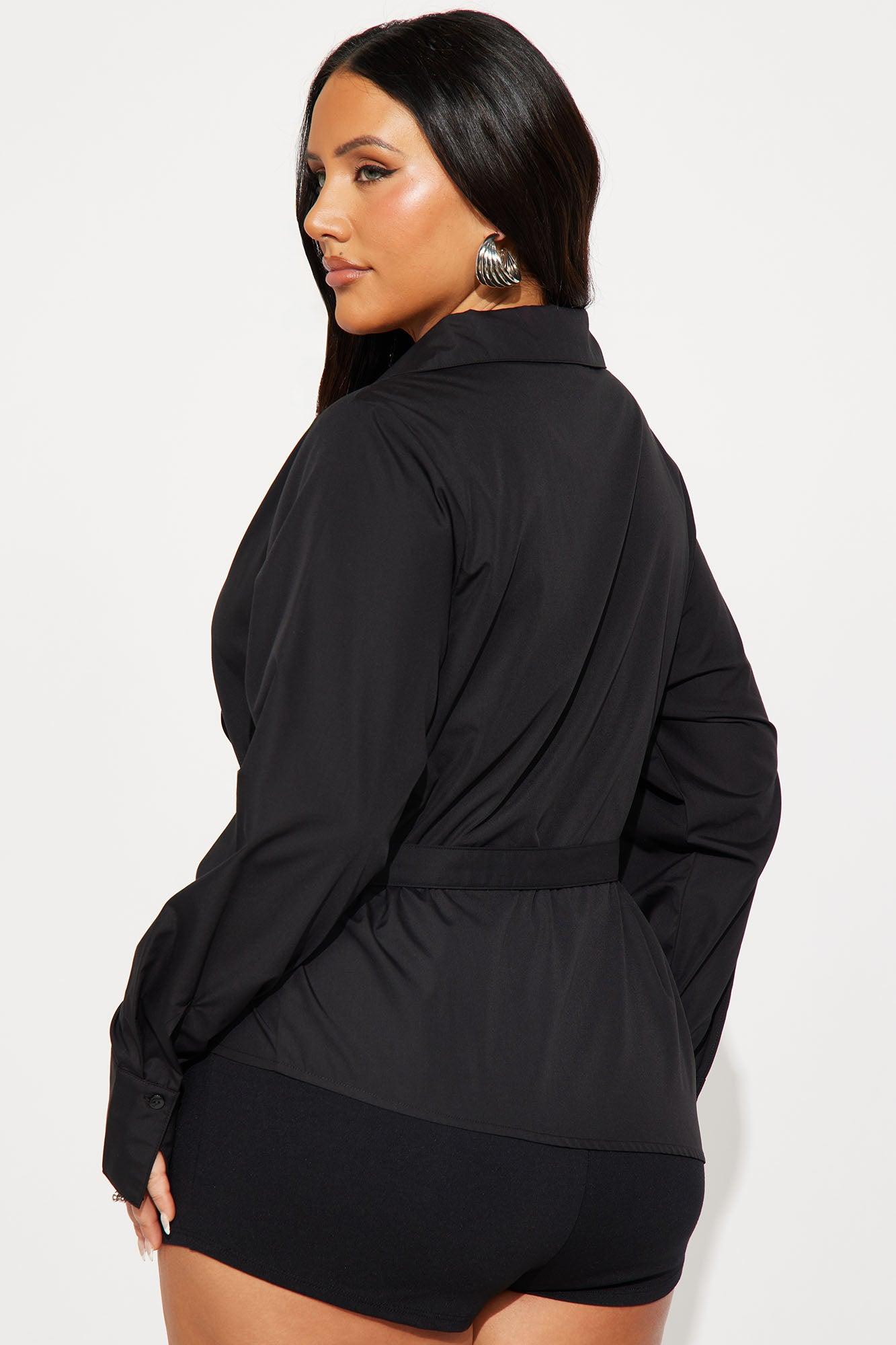 Summer Somewhere Asymmetrical Belted Shirt - Black Female Product Image