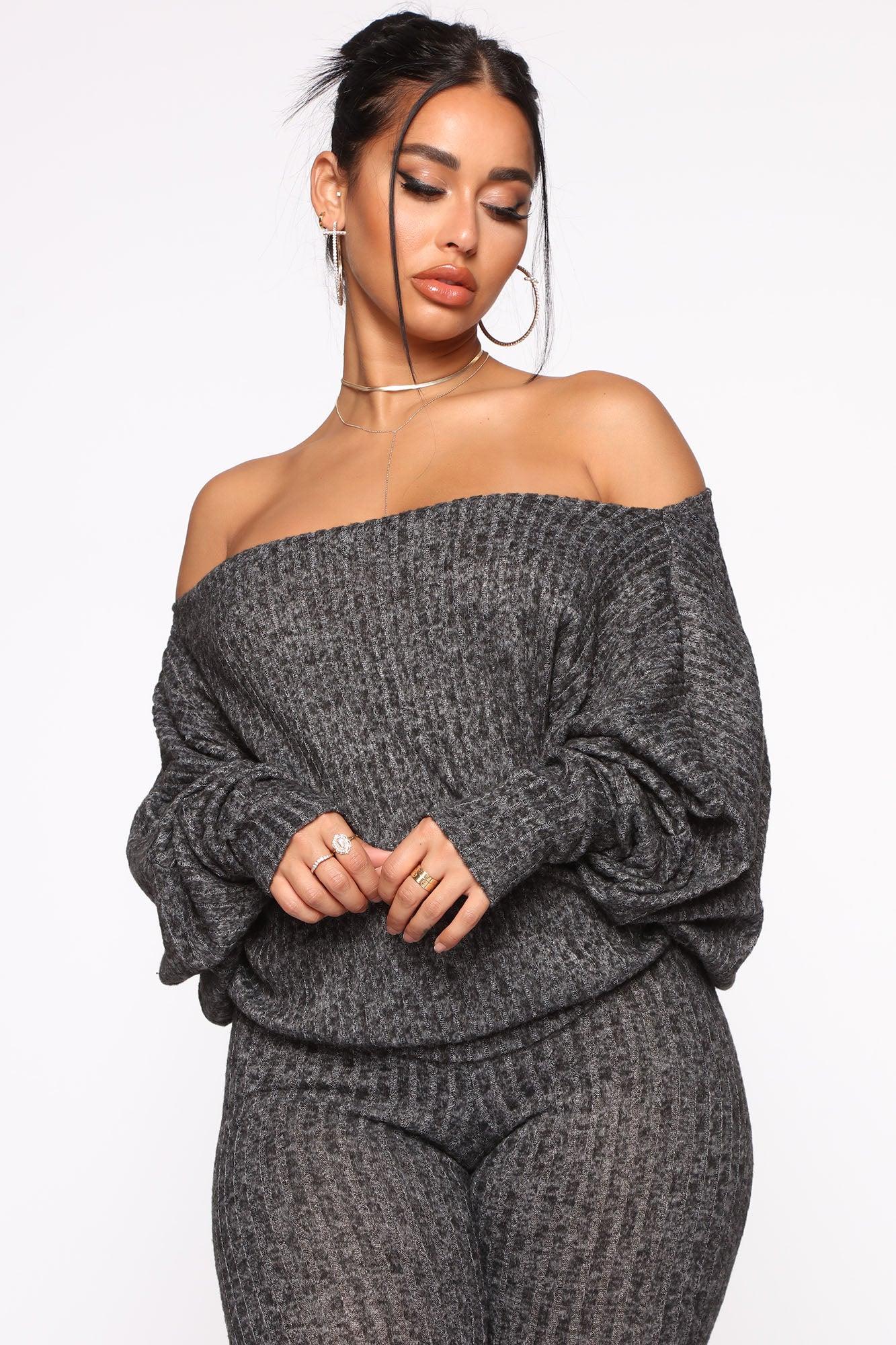 Feeling The Chill Sweater Set - Charcoal Female Product Image