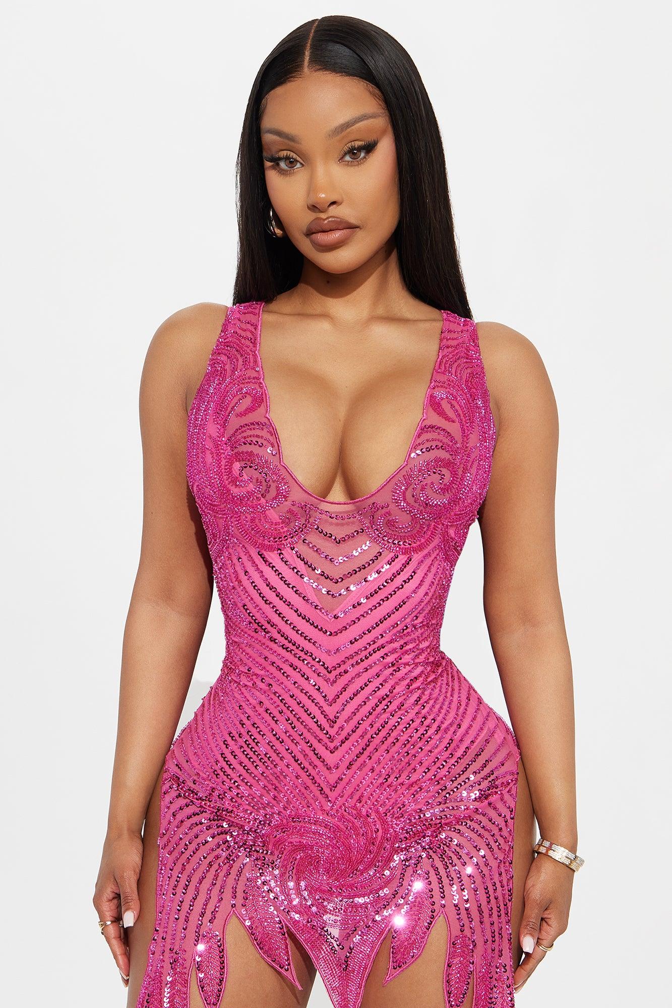 Avery Sequin Mini Dress - Pink Female Product Image