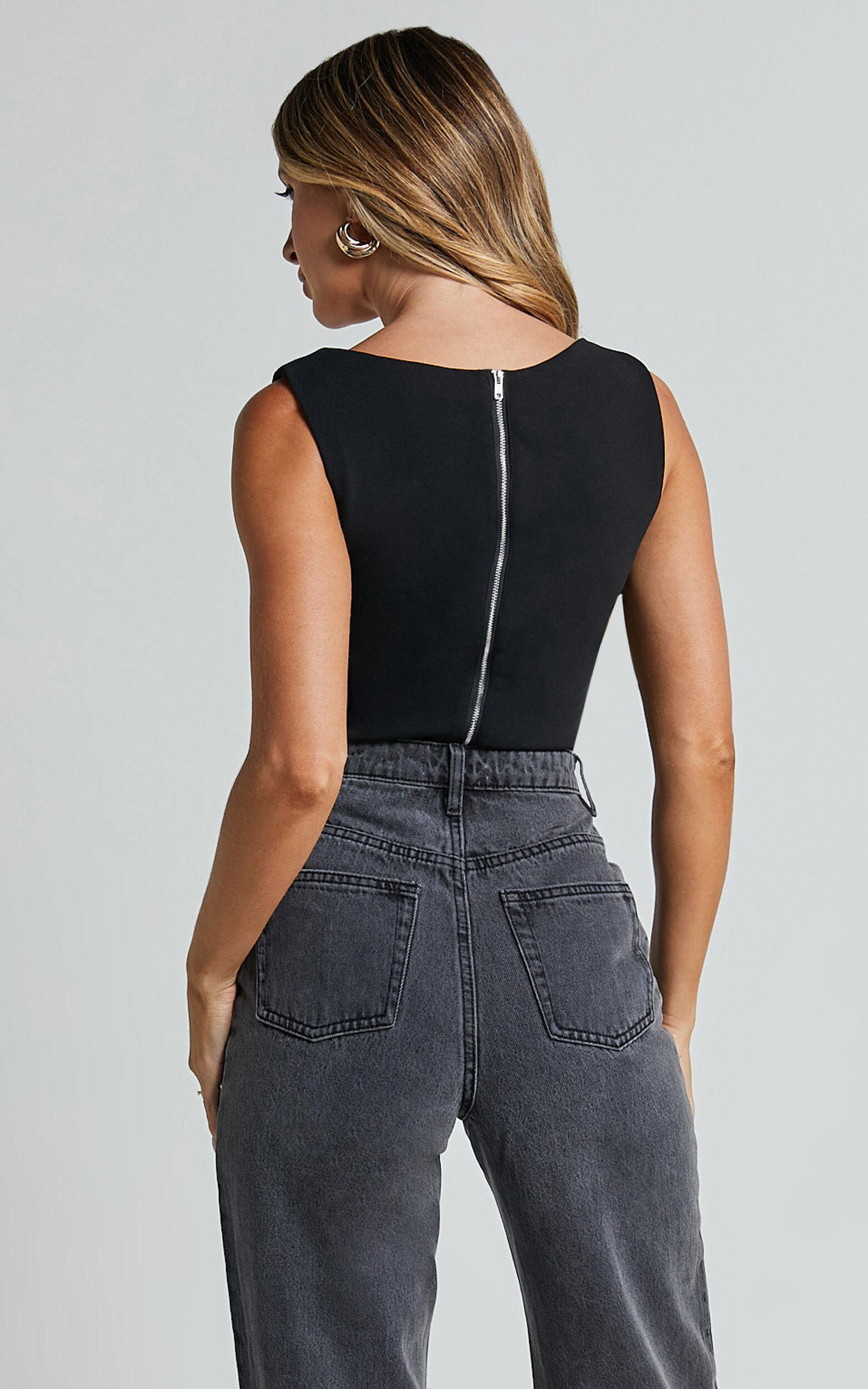 Donna Top - Cowl Neck Corset Top in Black Product Image