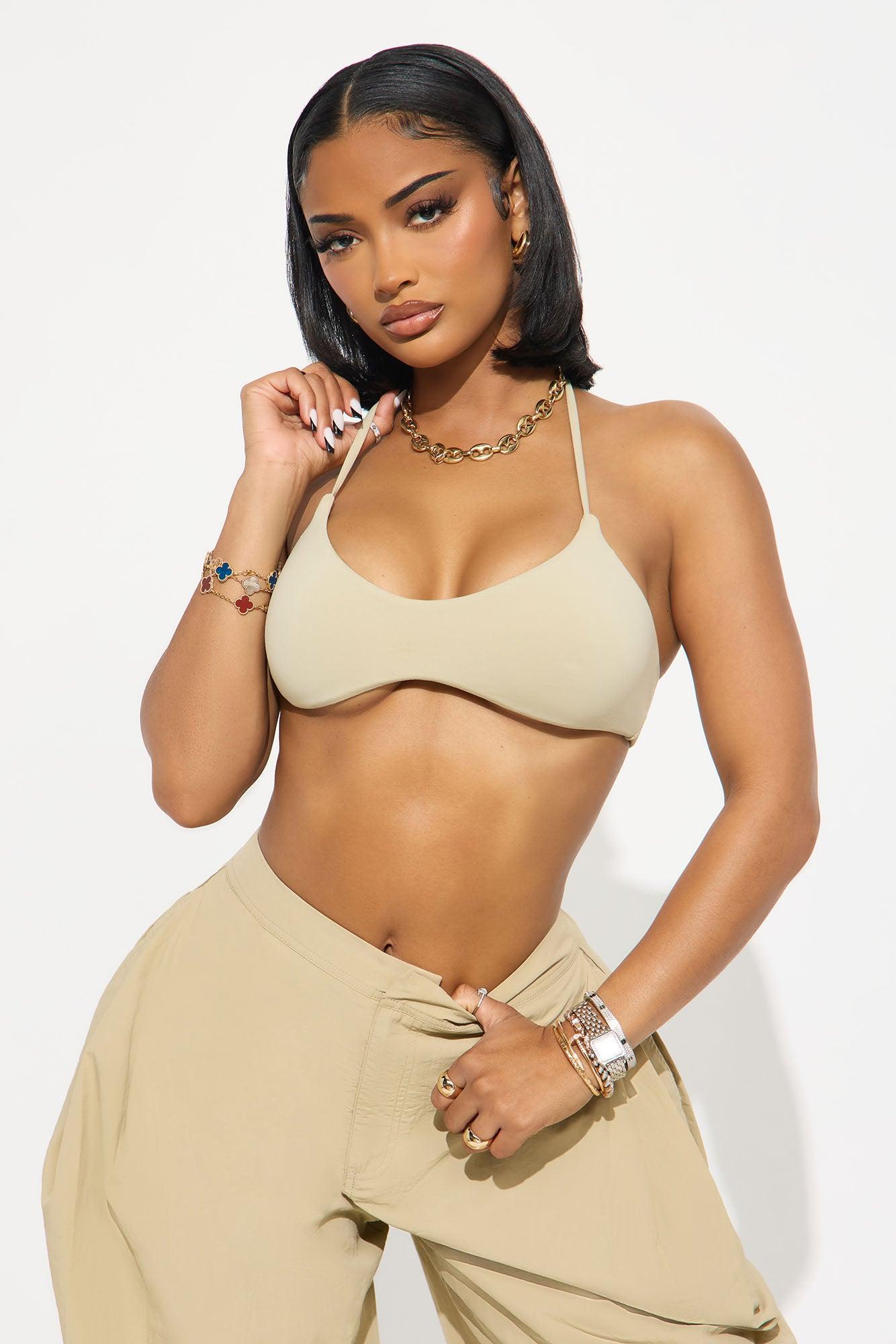 Second Skin Double Lined Halter Bra Top - Stone Female Product Image