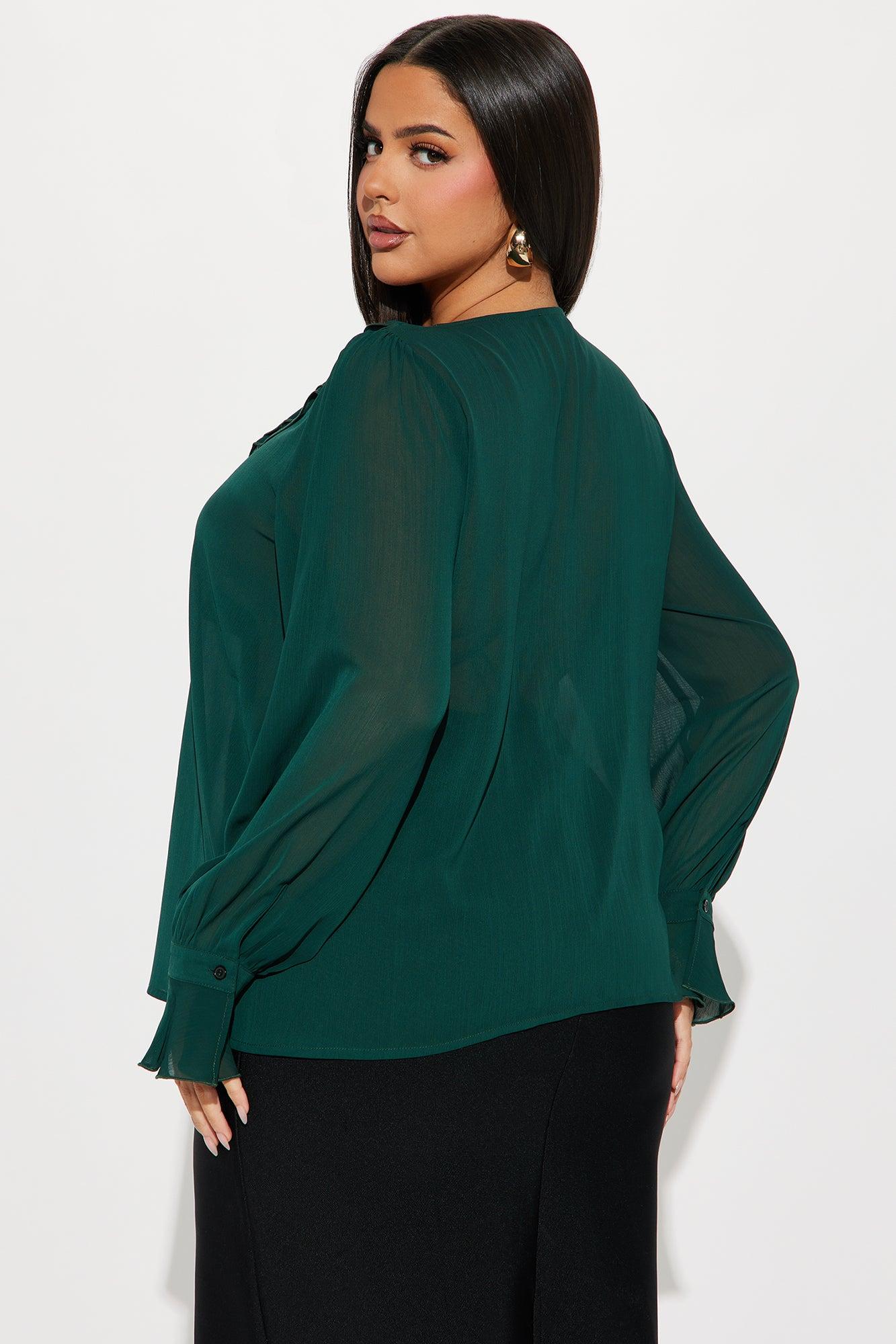 Zephyra Ruffle Top - Hunter Product Image