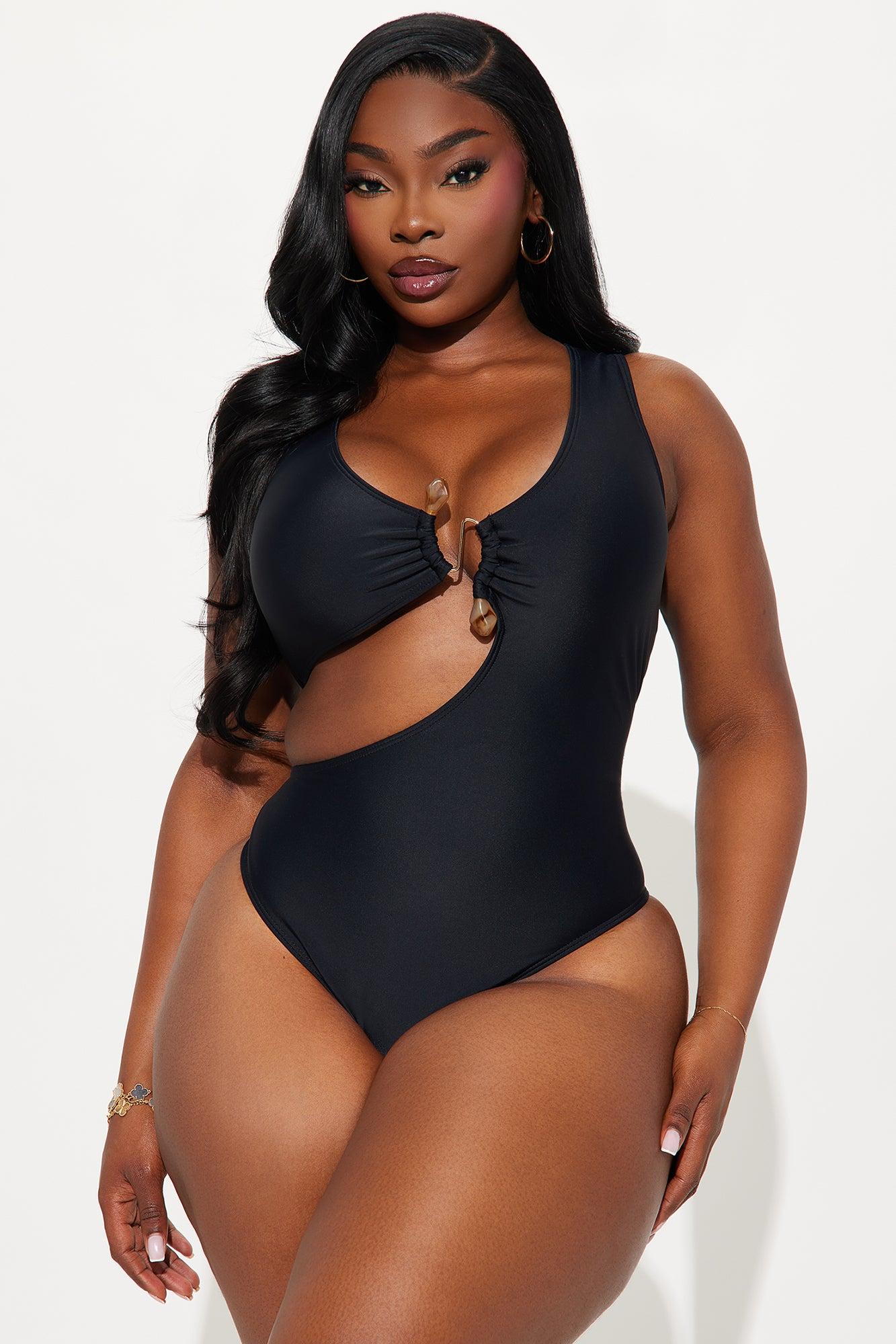 Malia Stone Hardware Cutout 1 Piece Swimsuit - Black Product Image