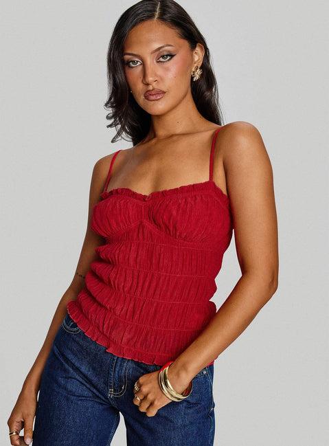 Money Maker Ruched Cami Top Red Product Image