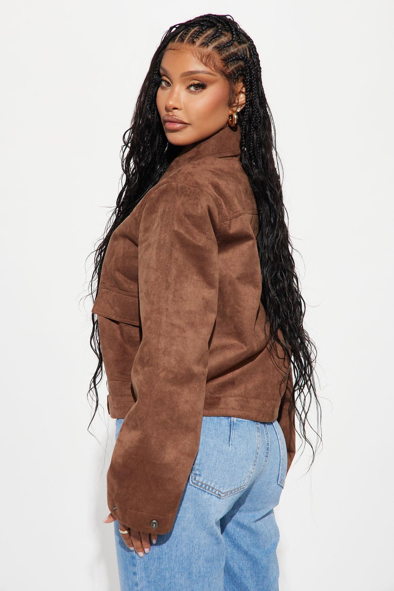 How It IS Faux Suede Jacket - Brown Female Product Image