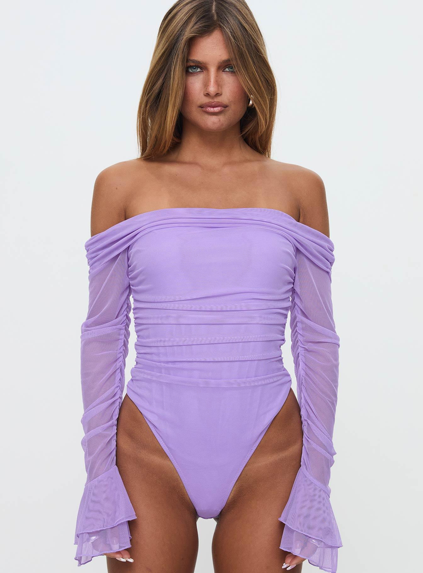 Feel A Way Off Shoulder Bodysuit Lilac Product Image
