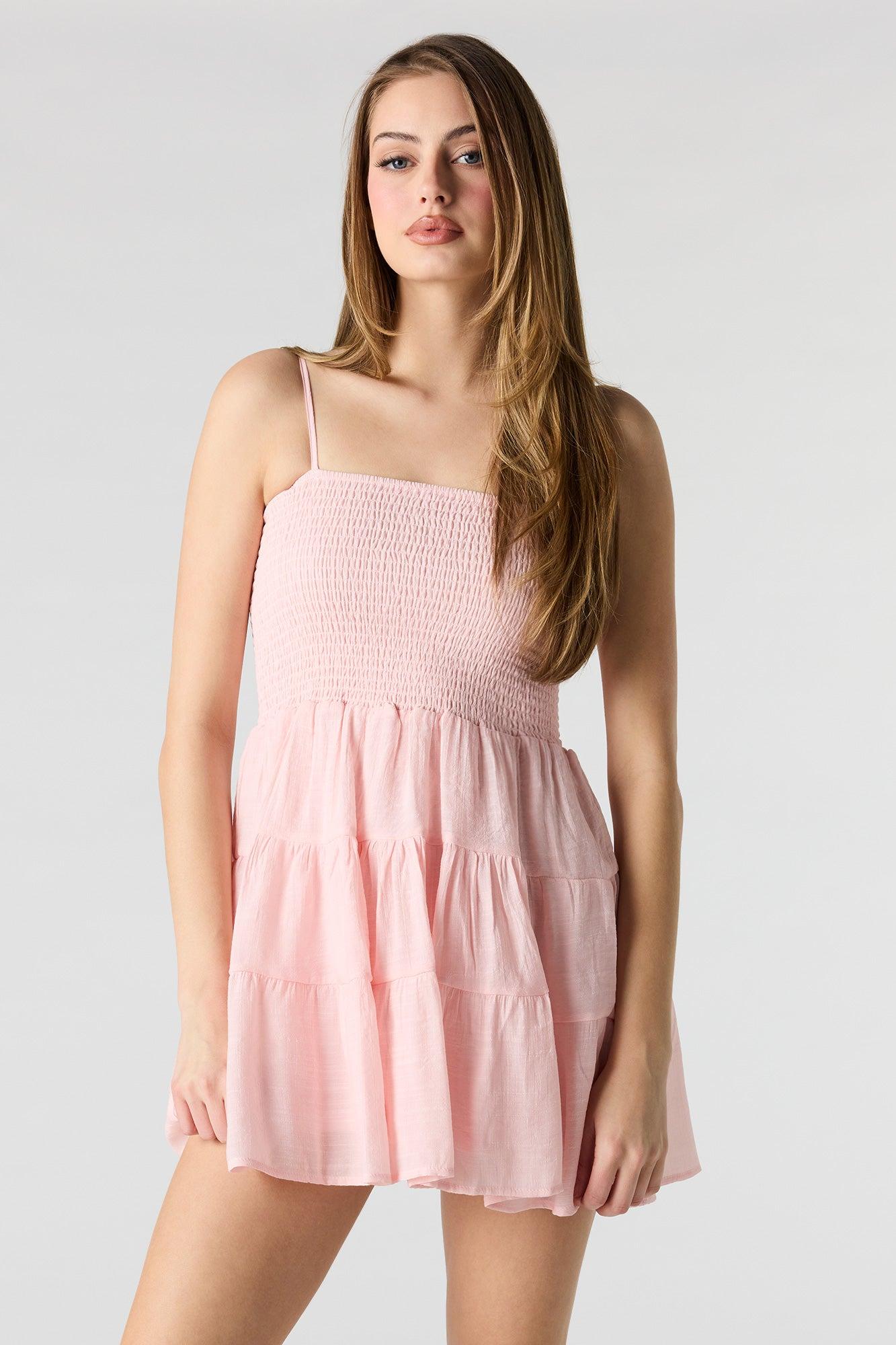 Smocked Tiered Mini Dress Female Product Image