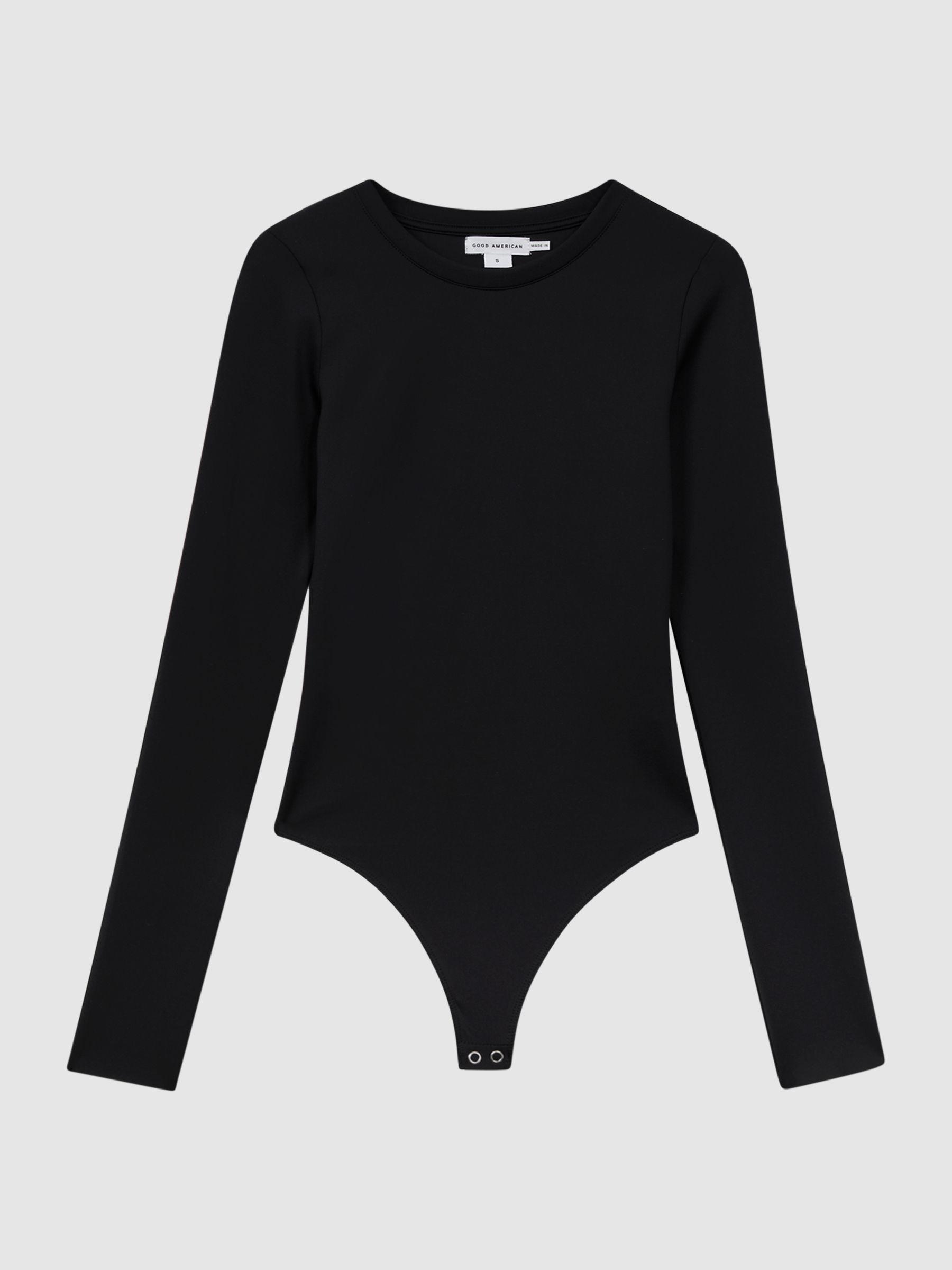 Good American Crew Neck Thong Bodysuit in Black Product Image