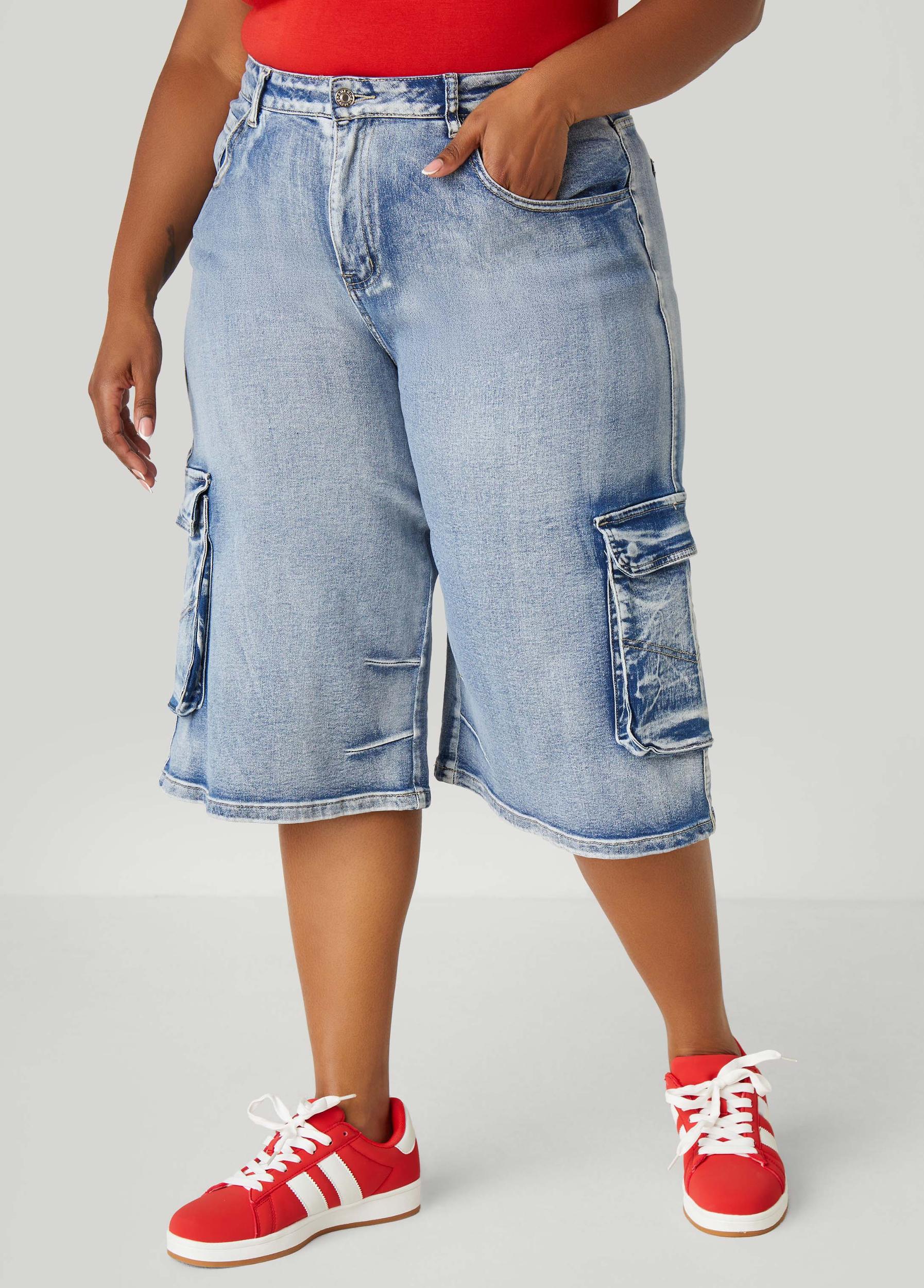 Stonewash Denim Cargo Shorts Product Image