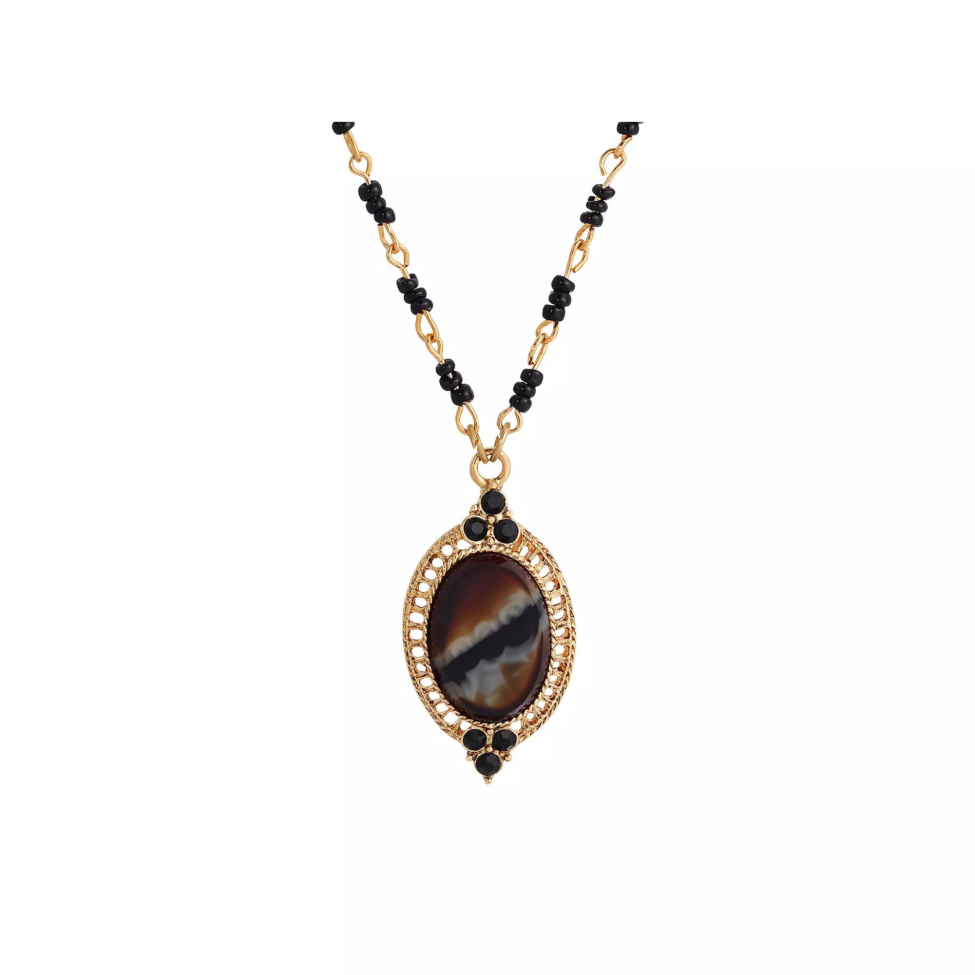 1928 Gold Tone Simulated Tiger Eye Necklace, Womens, Brown Product Image