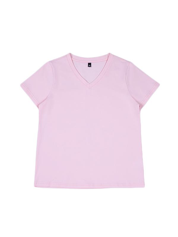 Loose Short Sleeves Solid Color V-Neck T-Shirts Tops Product Image