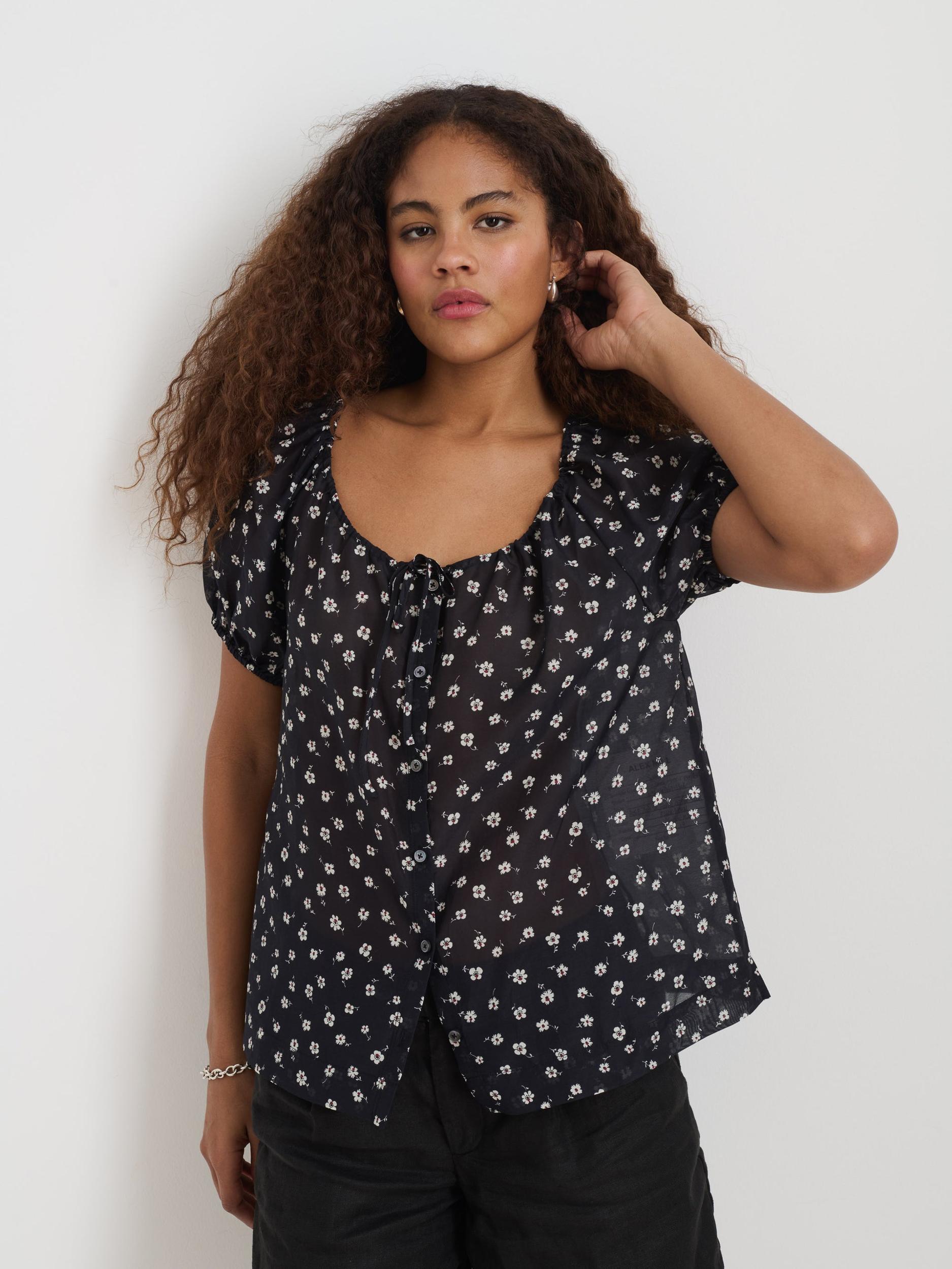 Rose Top In Floral Cotton Silk Product Image