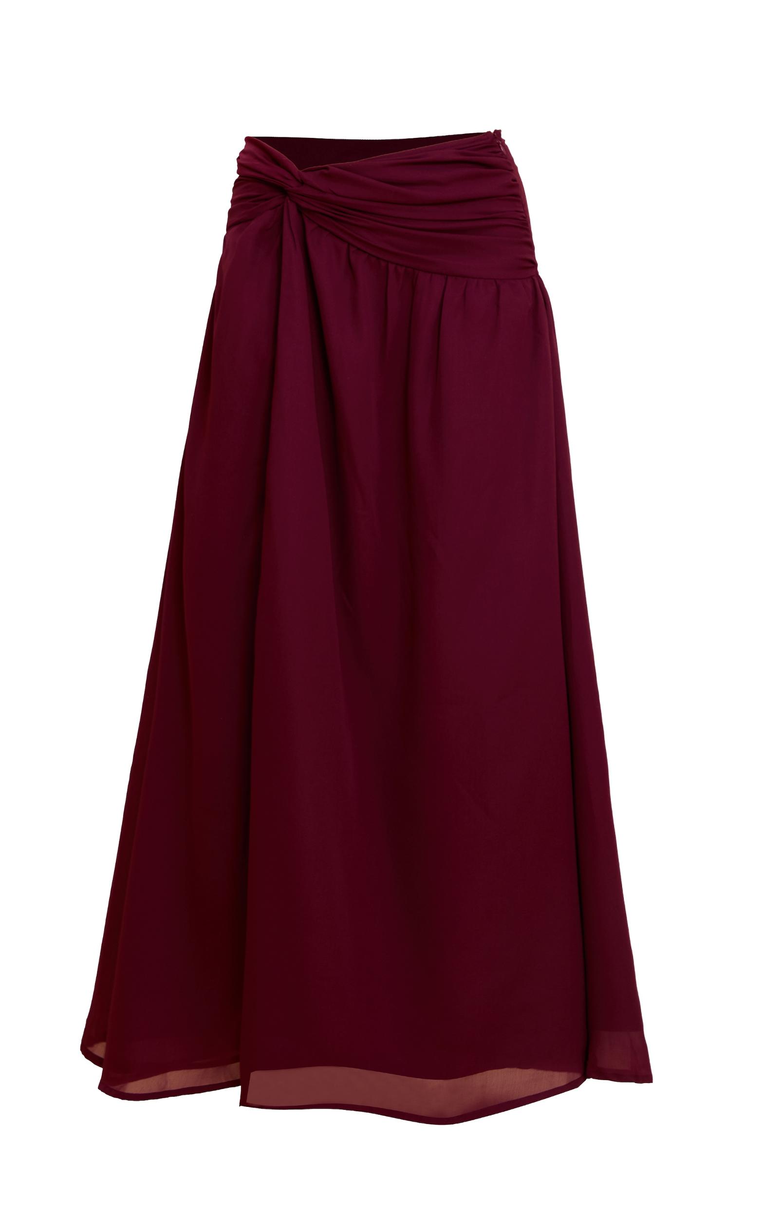 Wine Twist Front Thigh Split Maxi Skirt Product Image