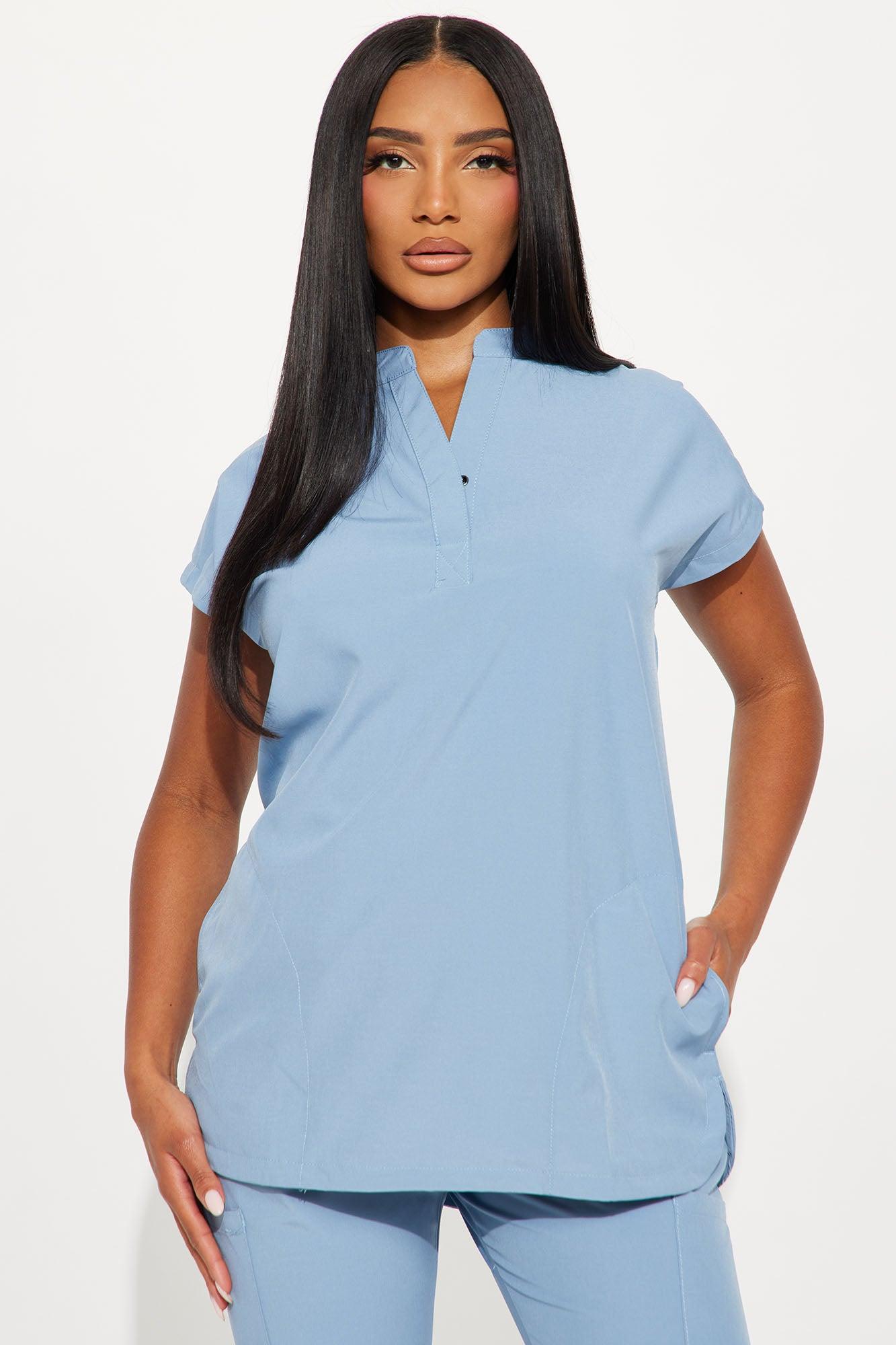 On Call Assist Sleeveless Jogger Scrub Set - Slate Blue Female Product Image