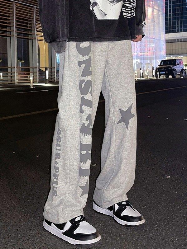 Men's Letter Star Graphic Loose Sweatpants Product Image