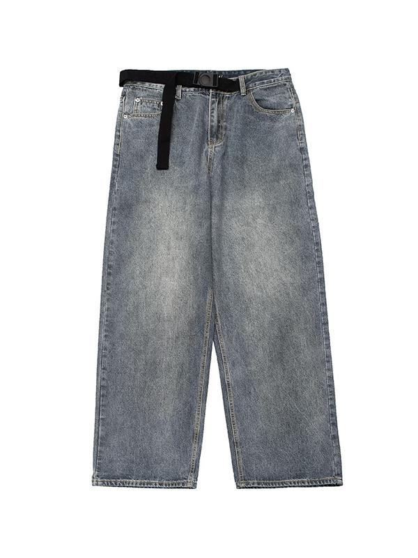Buckle Strap Baggy Boyfriend Jeans Product Image