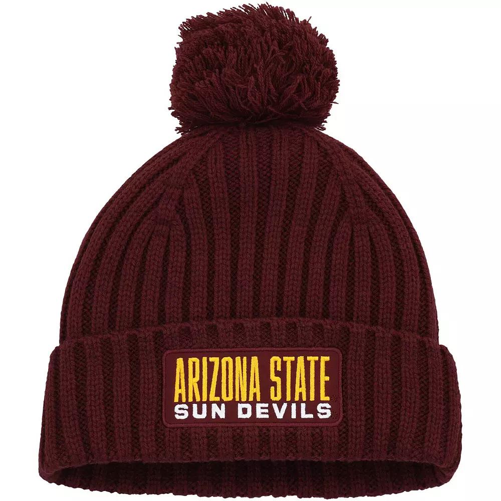 Men's adidas Maroon Arizona State Sun Devils Modern Ribbed Cuffed Knit Hat with Pom, Red Product Image