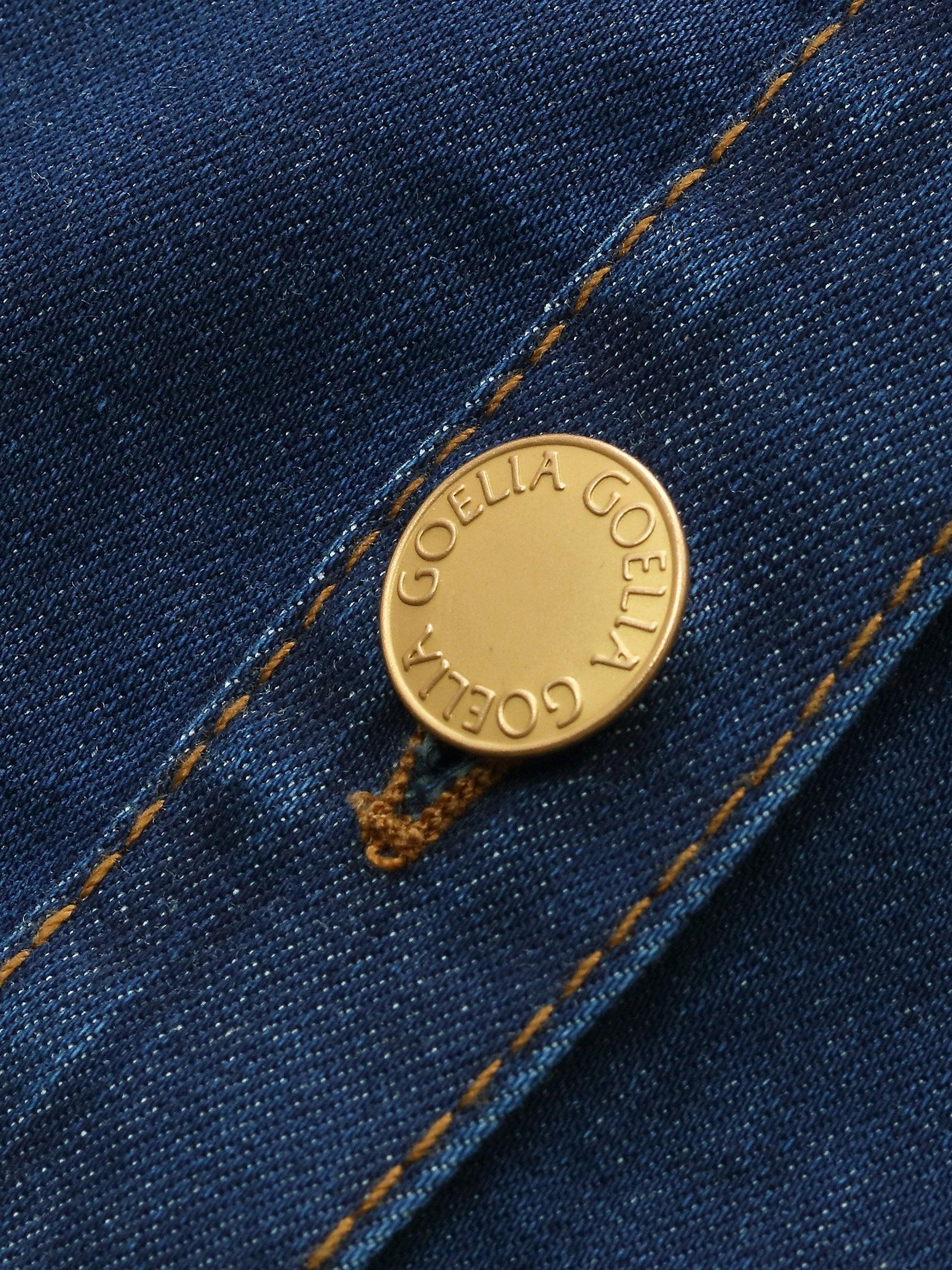 Denim Stretch Front Button Women Mini Dress Product Image