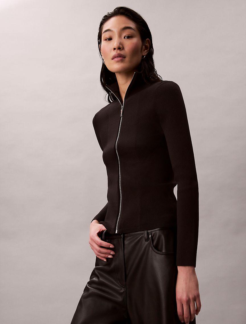 Nylon Ribbed Zip Jacket Product Image