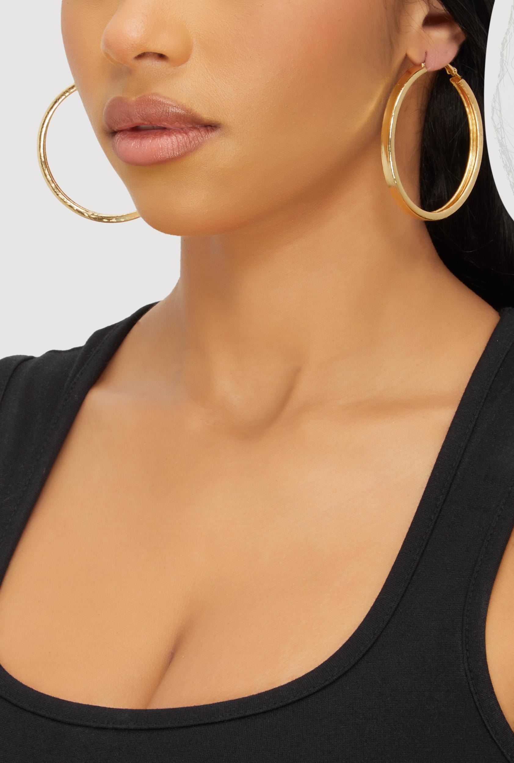 Metallic Hoop Earrings Set of 6 Male Product Image