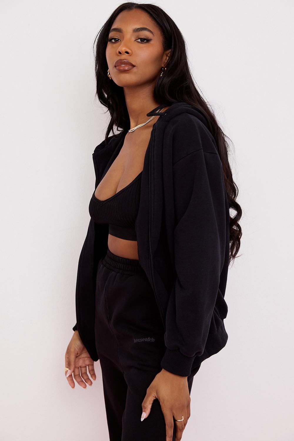 Storm  ink cotton fleece-back zip through hoodie Product Image