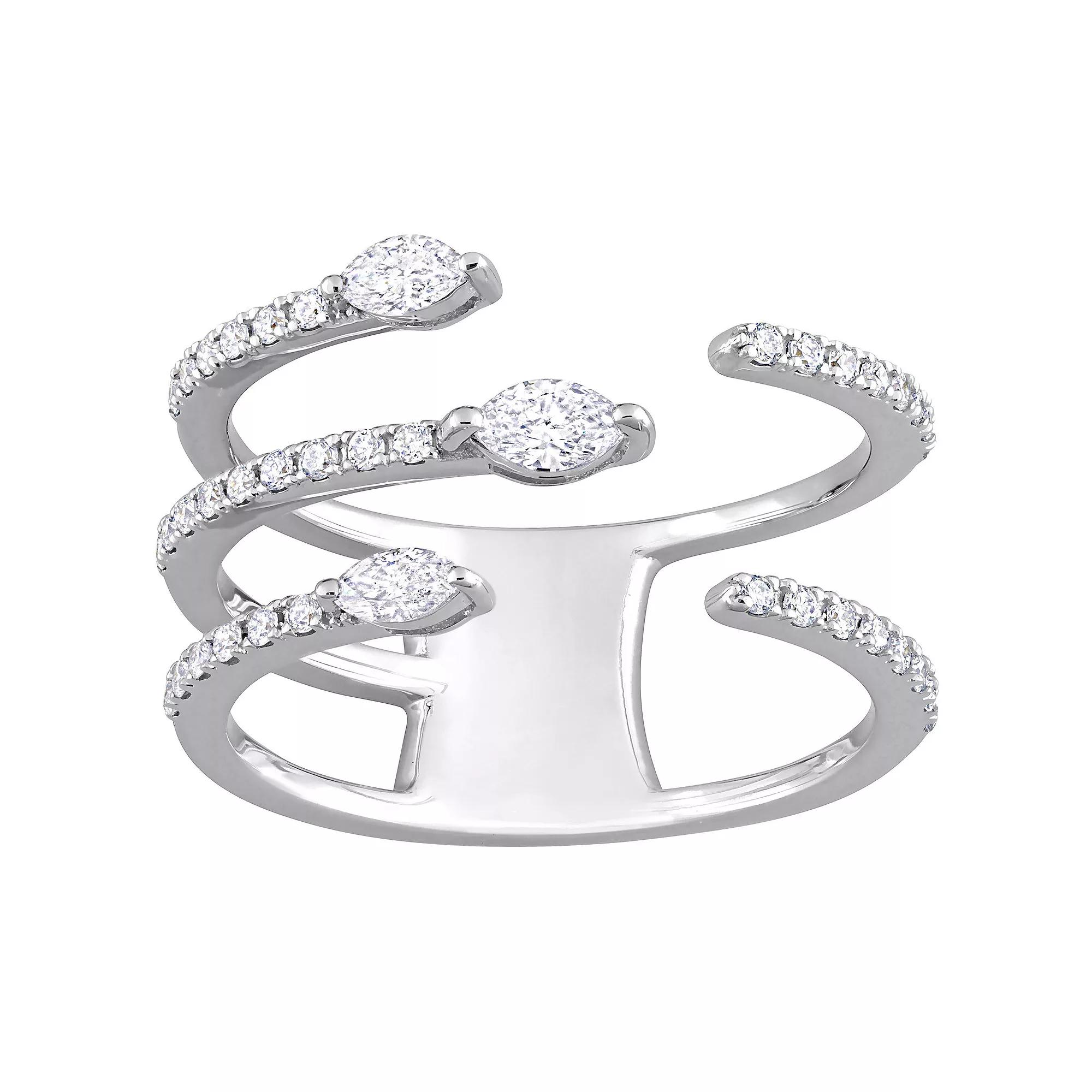 Stella Grace 14k White Gold 1/2 Carat T.W. Diamond 3-Row Ring, Women's, Size: 7 Product Image