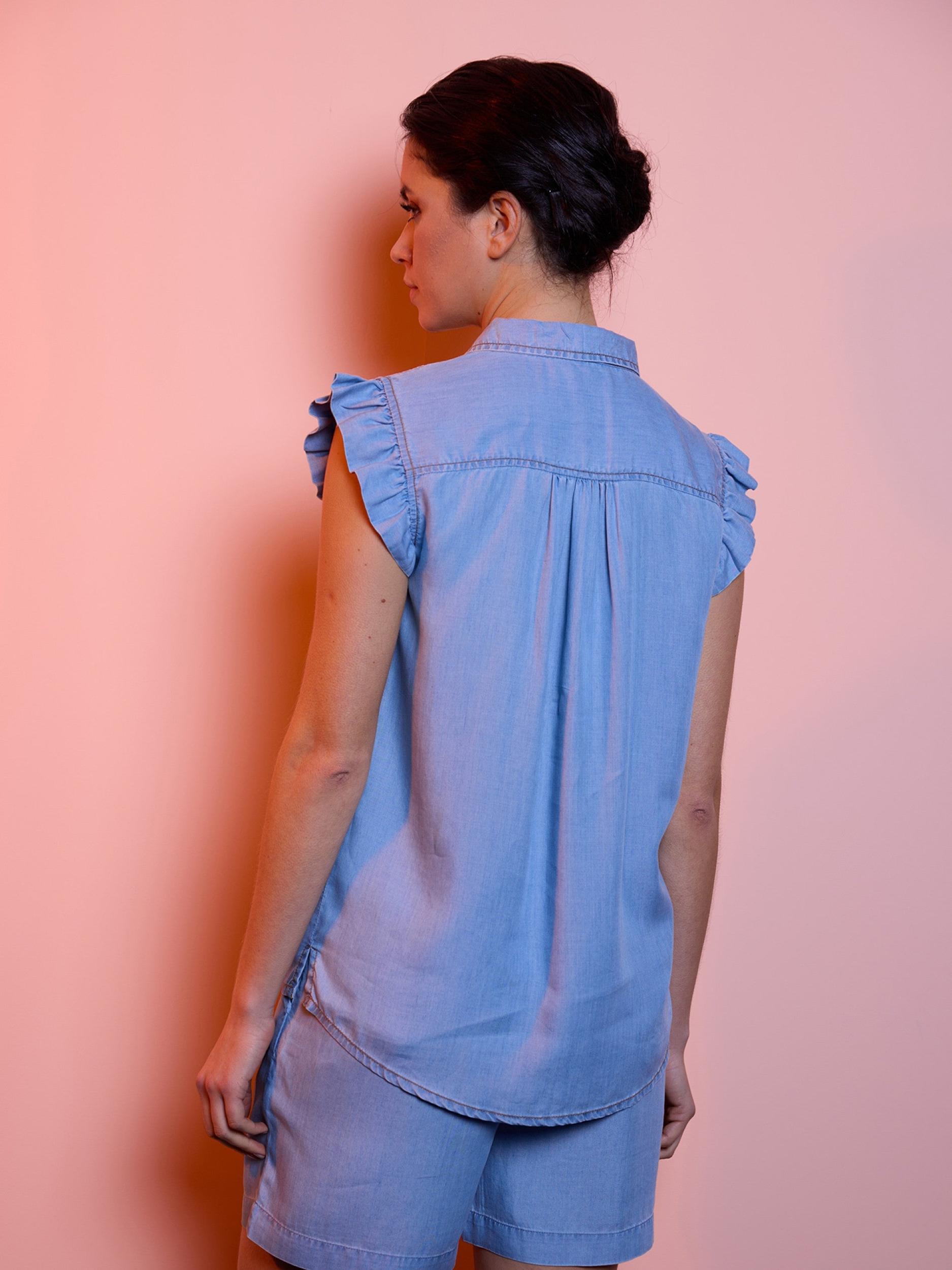 Denim Ruffle Top Product Image