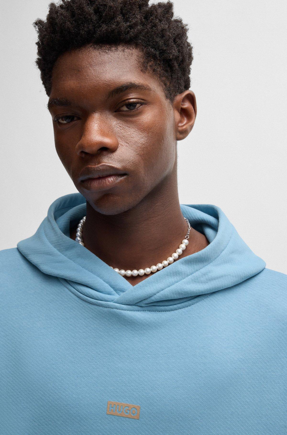 Cotton-terry loose-fit hoodie with logo details Product Image