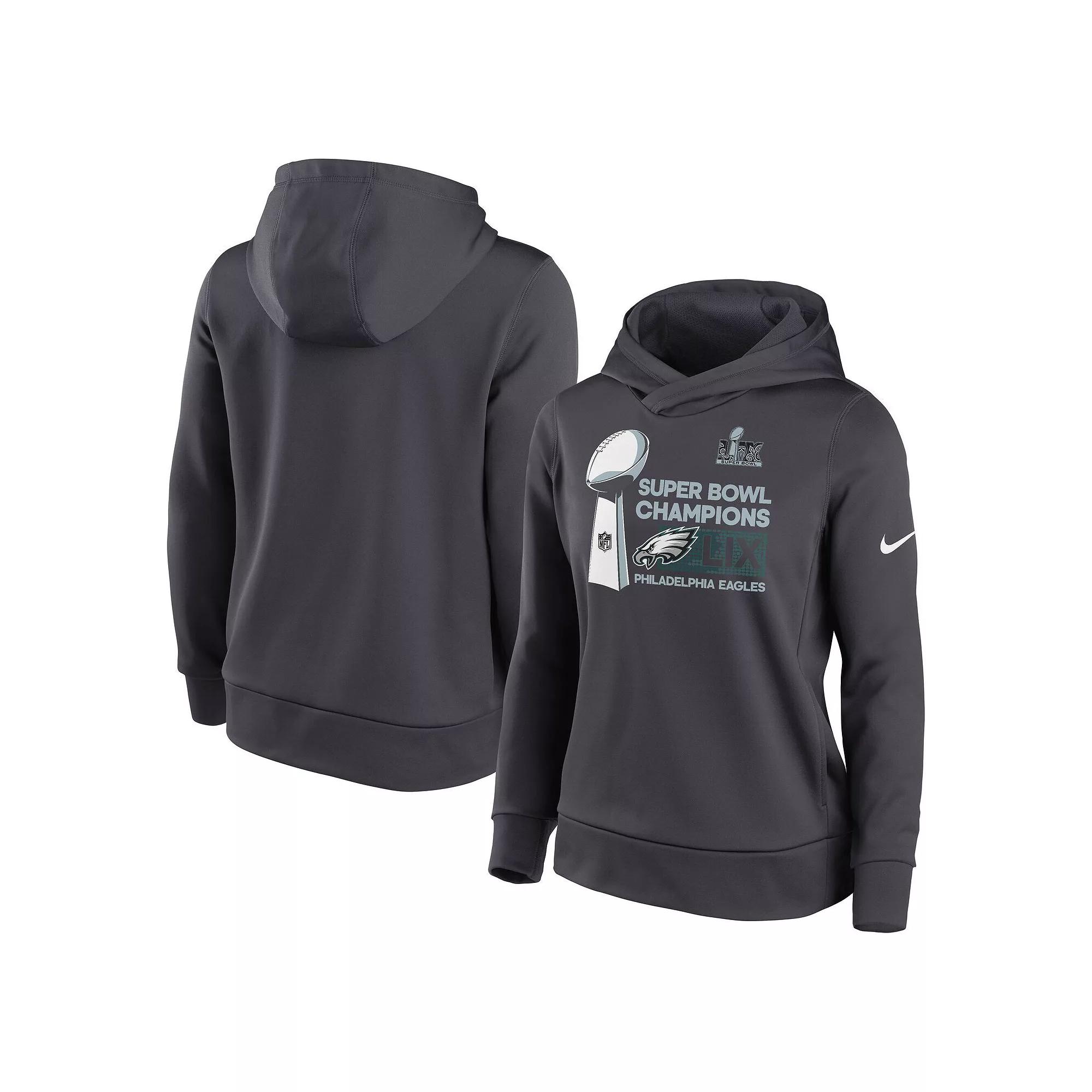 Womens Nike Anthracite Philadelphia Eagles Super Bowl LIX Champions Locker Room Trophy Collection Club Fleece Pullover Hoodie Product Image