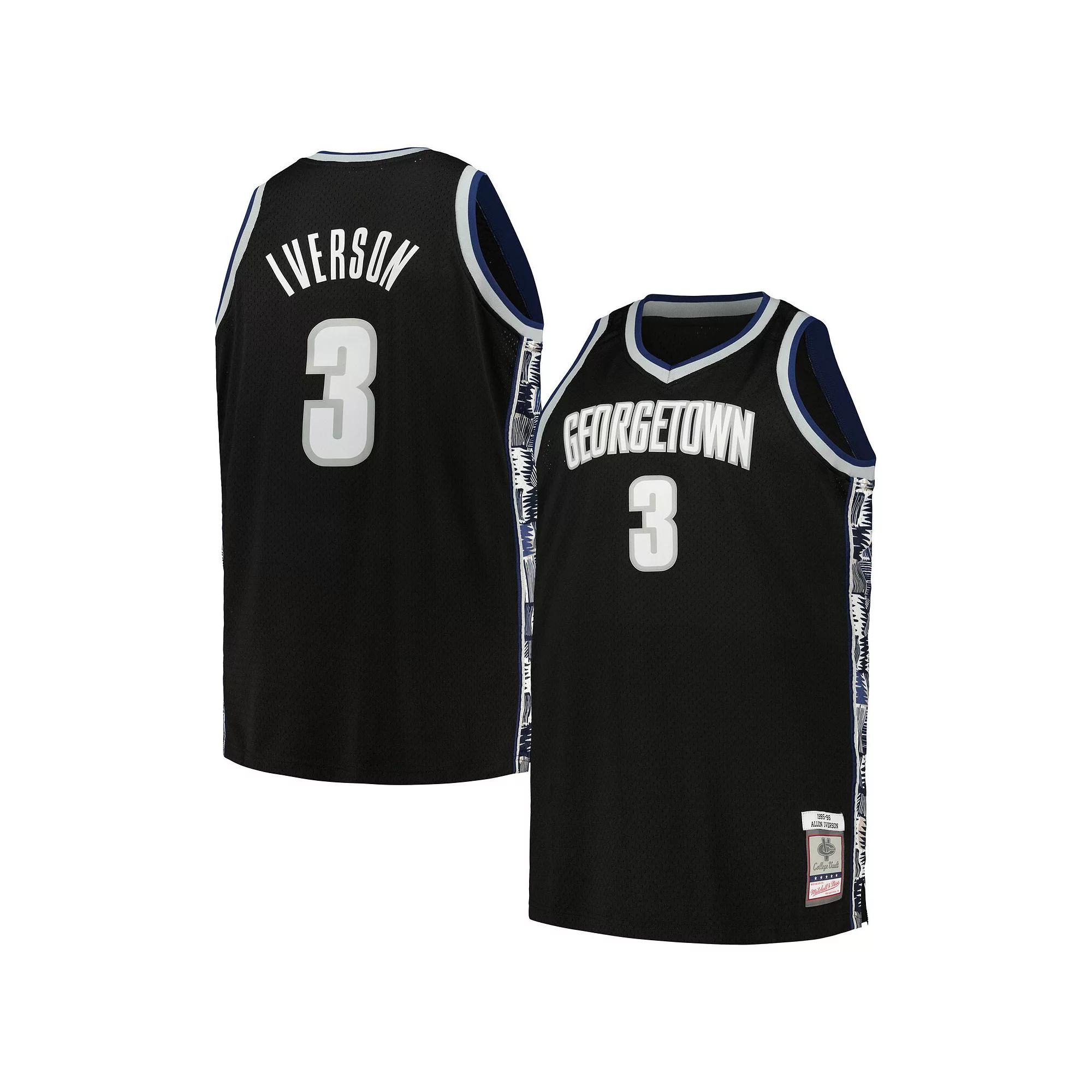 Men's Mitchell & Ness Allen Iverson Black Georgetown Hoyas Big & Tall Swingman Jersey, Size: 5XB, Grg Black Product Image