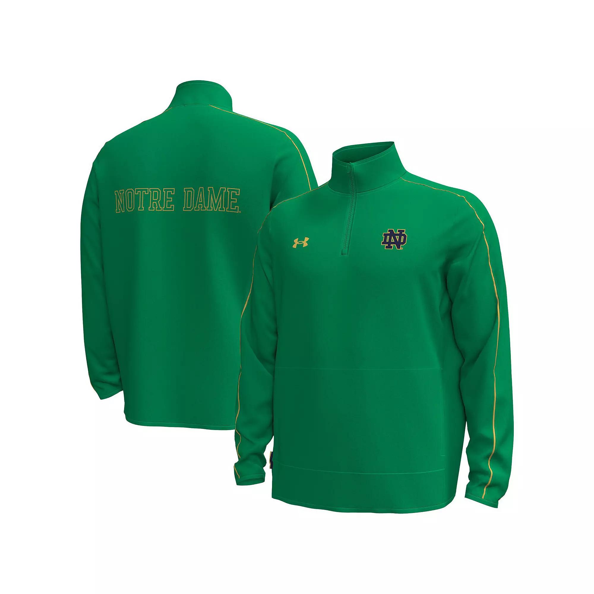 Men's Under Armour Kelly Green Notre Dame Fighting Irish Command Quarter-Zip Sweatshirt,  Product Image