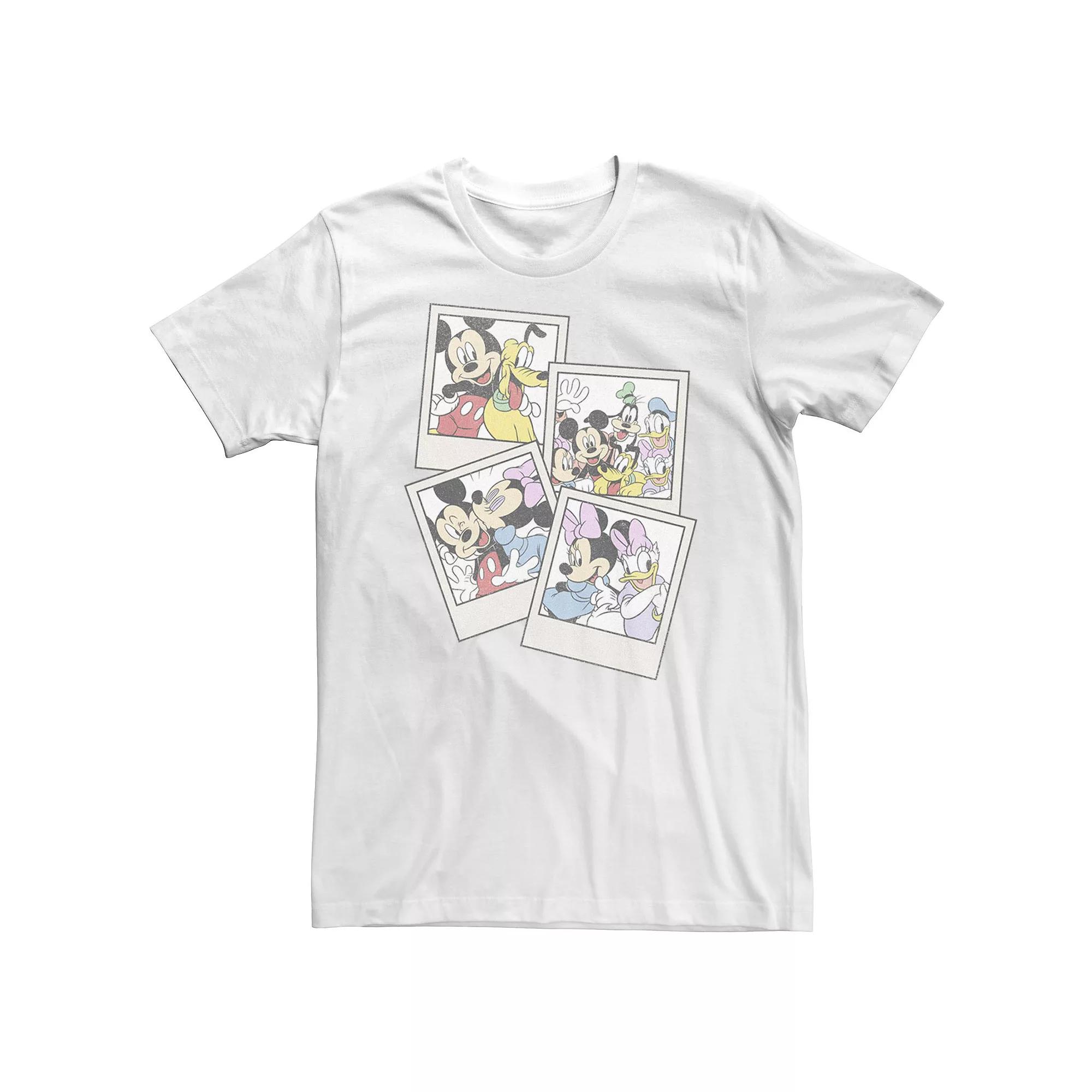 Big & Tall Disney Mickey & Friends Group Shot Polaroids Tee, Men's, Size: 3XL, White Product Image
