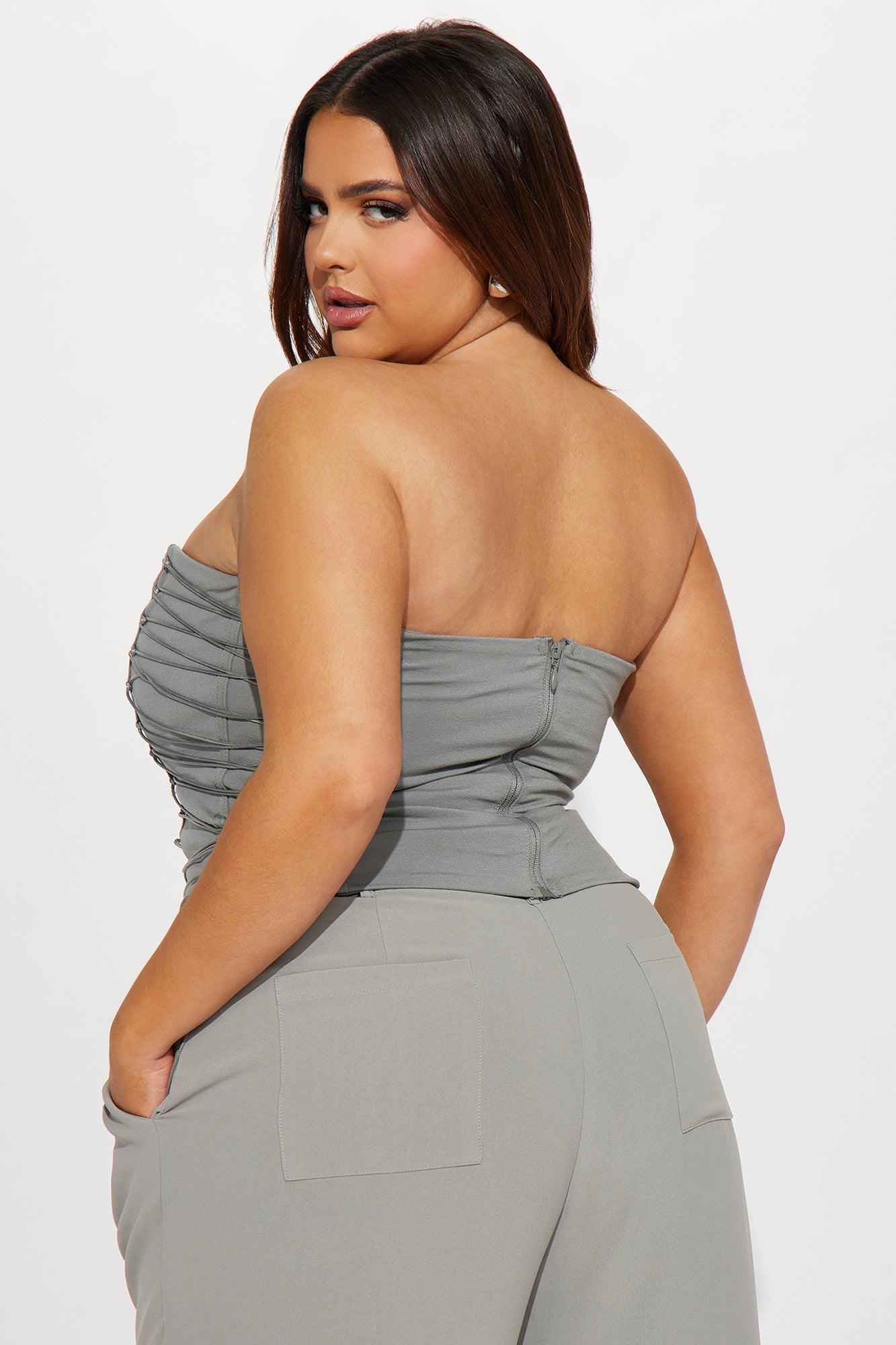 Hot List Strappy Corset top - Grey Product Image