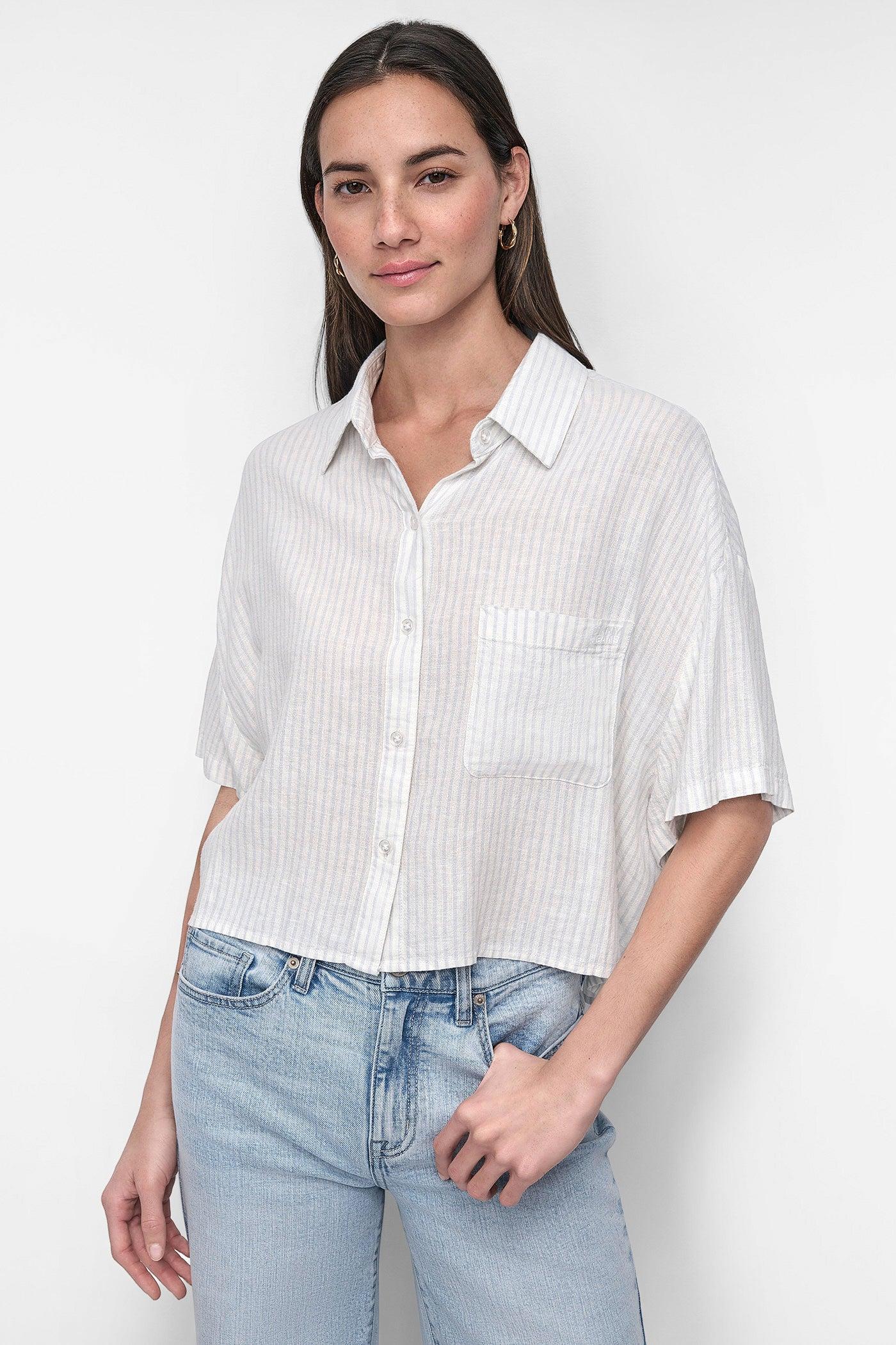 CROPPED LINEN-BLEND SHIRT Product Image