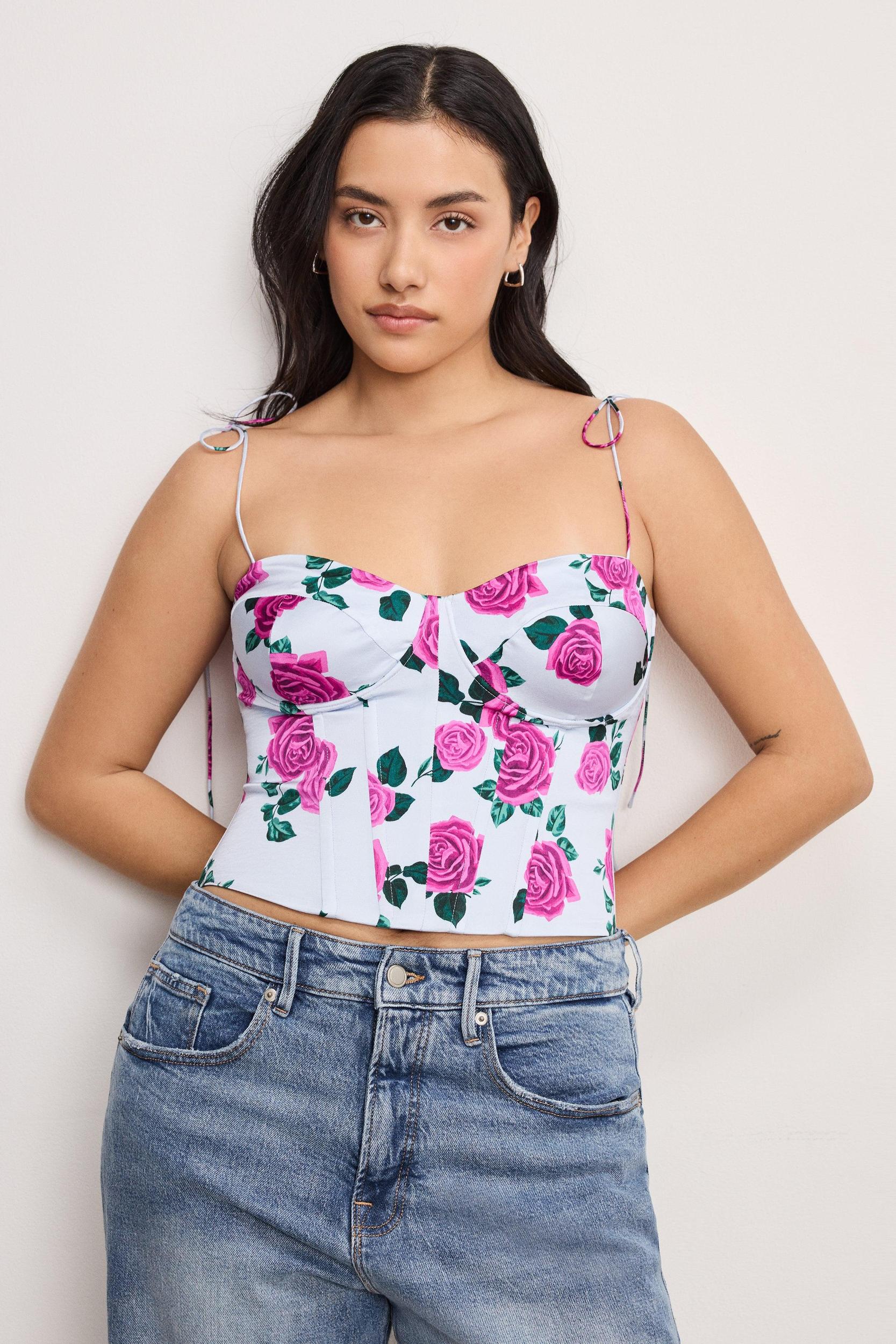 SATIN BUSTIER TOP | VINTAGE ROSE001 Product Image