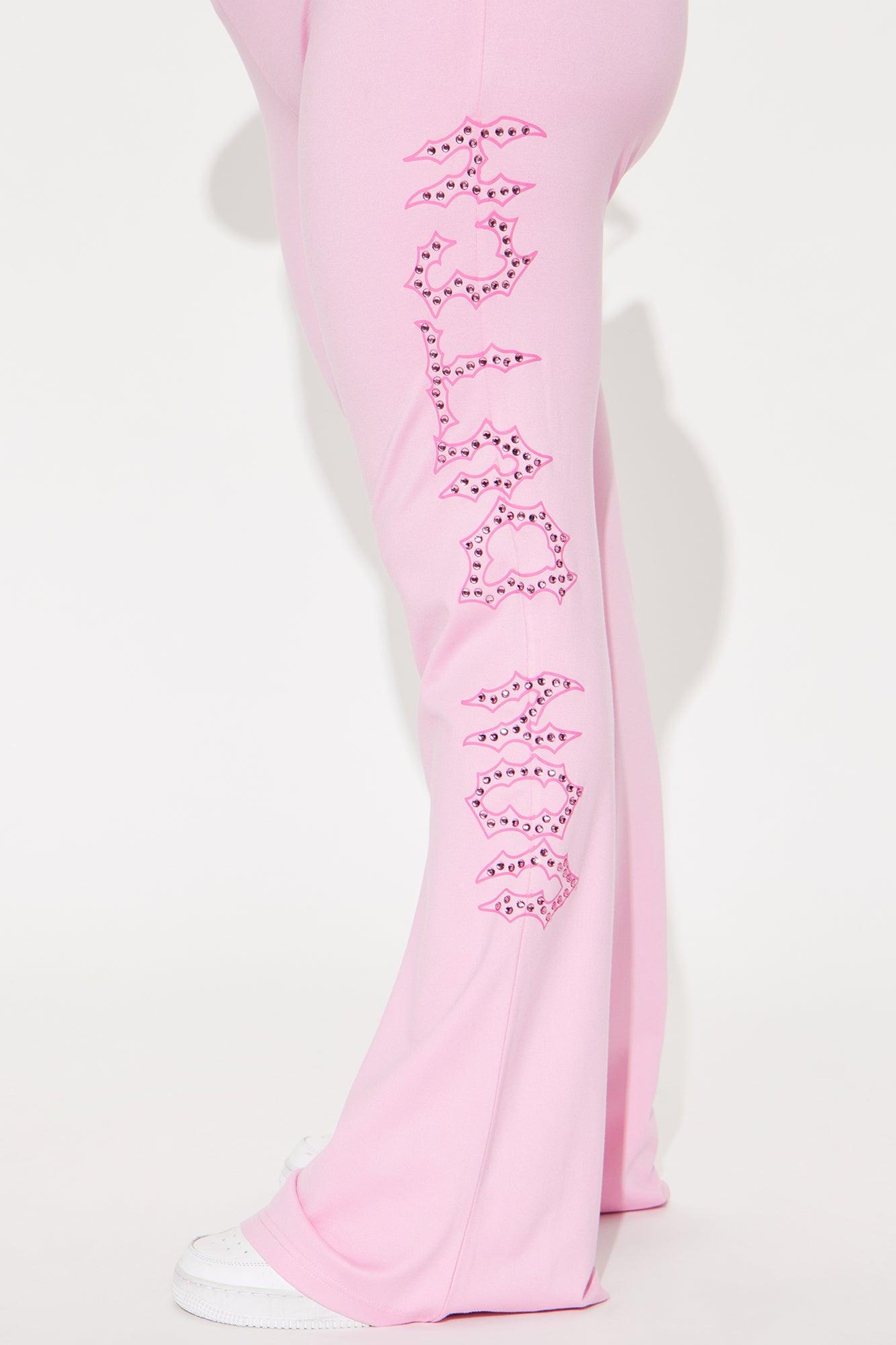 Von Dutch Fire Racer Rhinestone Flared Pant - Pink Product Image