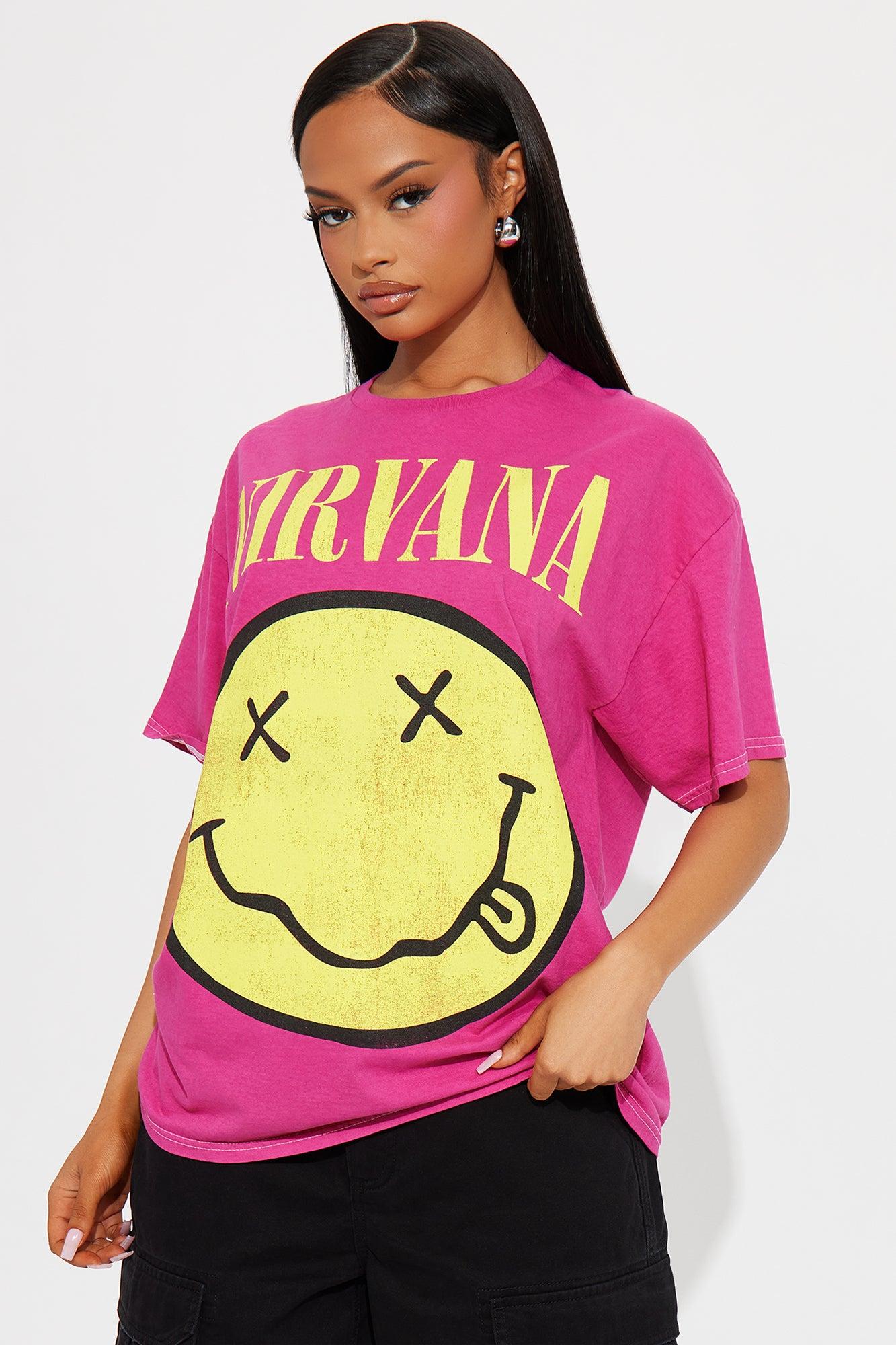 Nirvana Smiles Washed Oversized Tee - Purple Product Image