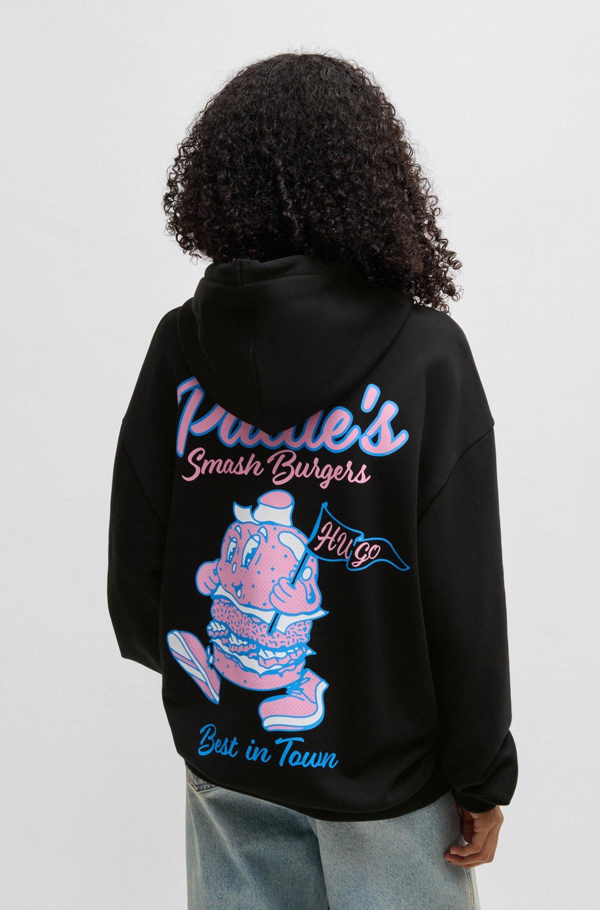Cotton-terry hoodie with street-food graphics Product Image