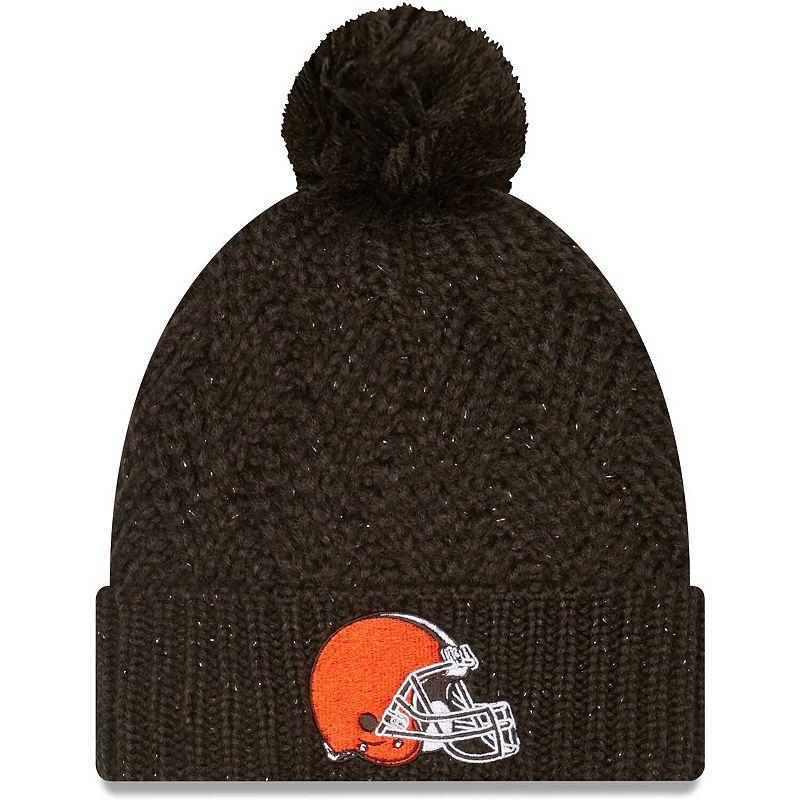 Women's New Era Brown Cleveland Browns Brisk Cuffed Knit Hat with Pom Product Image