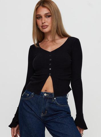 Take My Time Long Sleeve Top Black Product Image