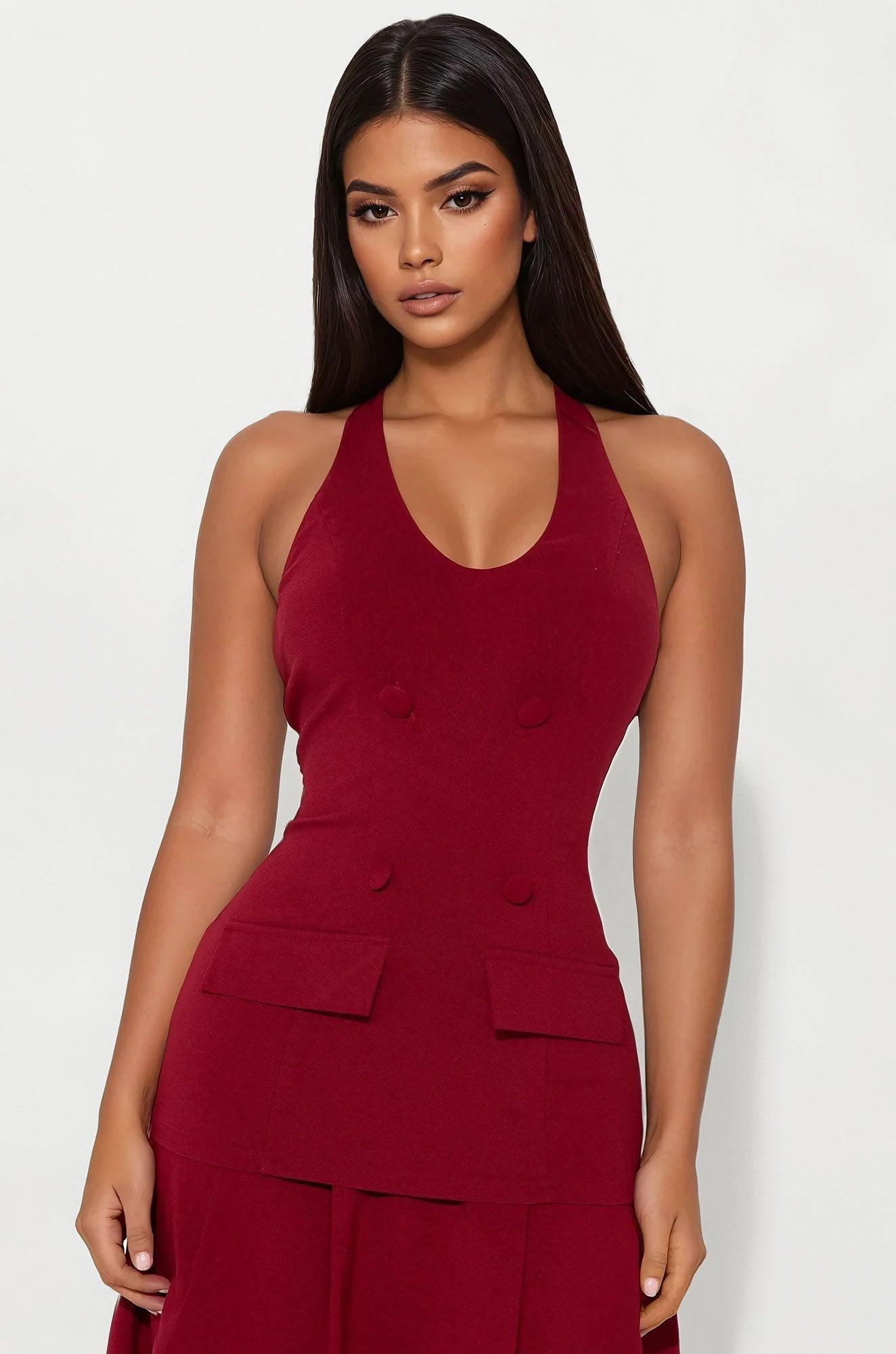 Timeless Poise Crepe Midi Dress - Burgundy Female Product Image