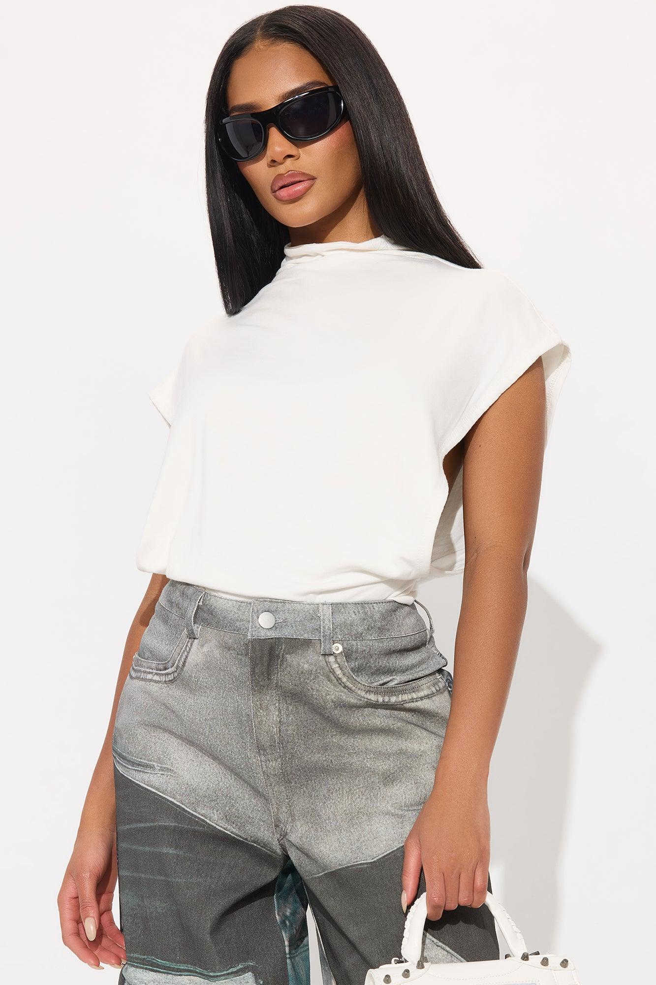 Audra Double Lined Turtle Neck Bodysuit - Ivory Female Product Image