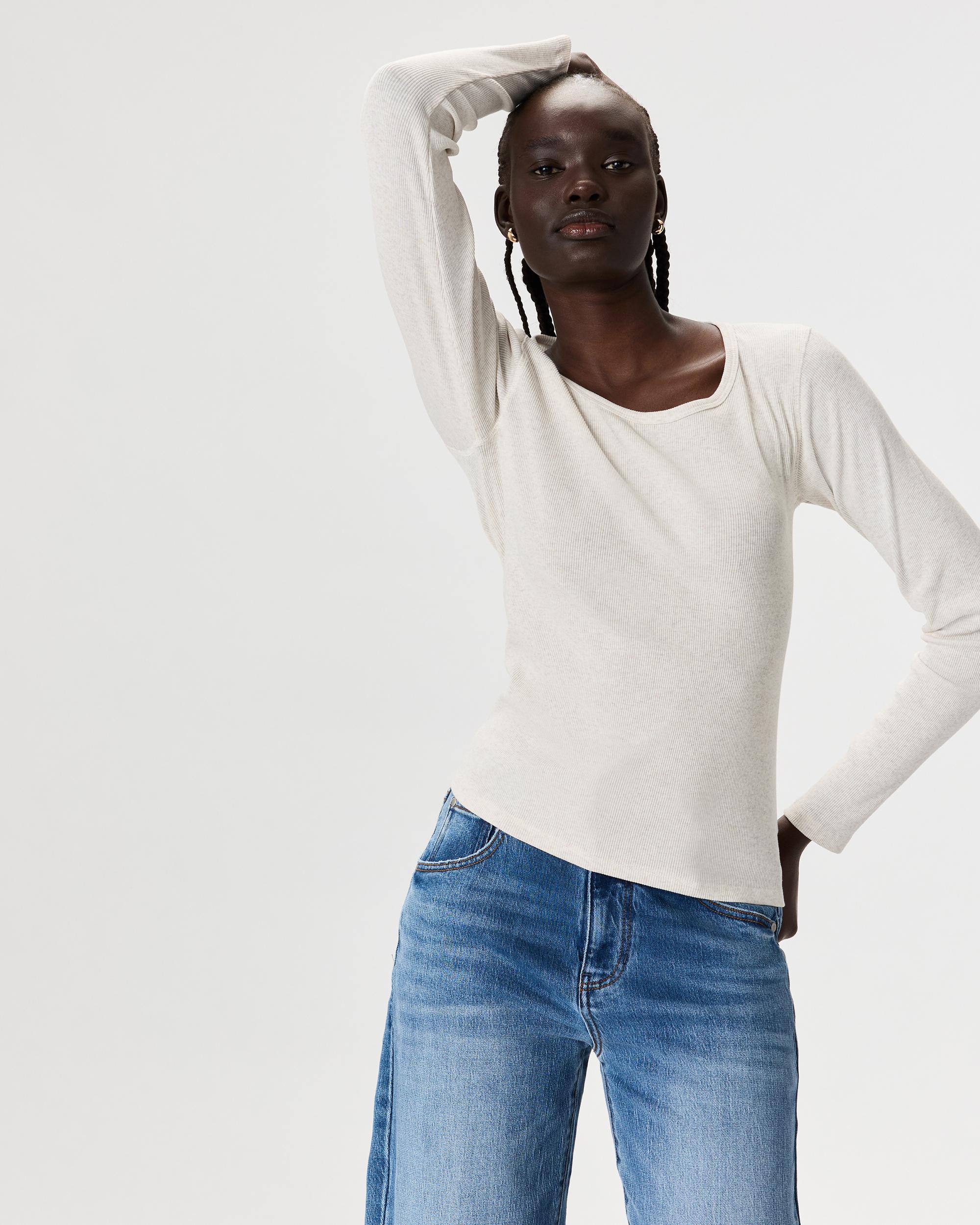 Quince | Women's Micro-Rib Long Sleeve T-Shirt Size XS, Organic Cotton Product Image