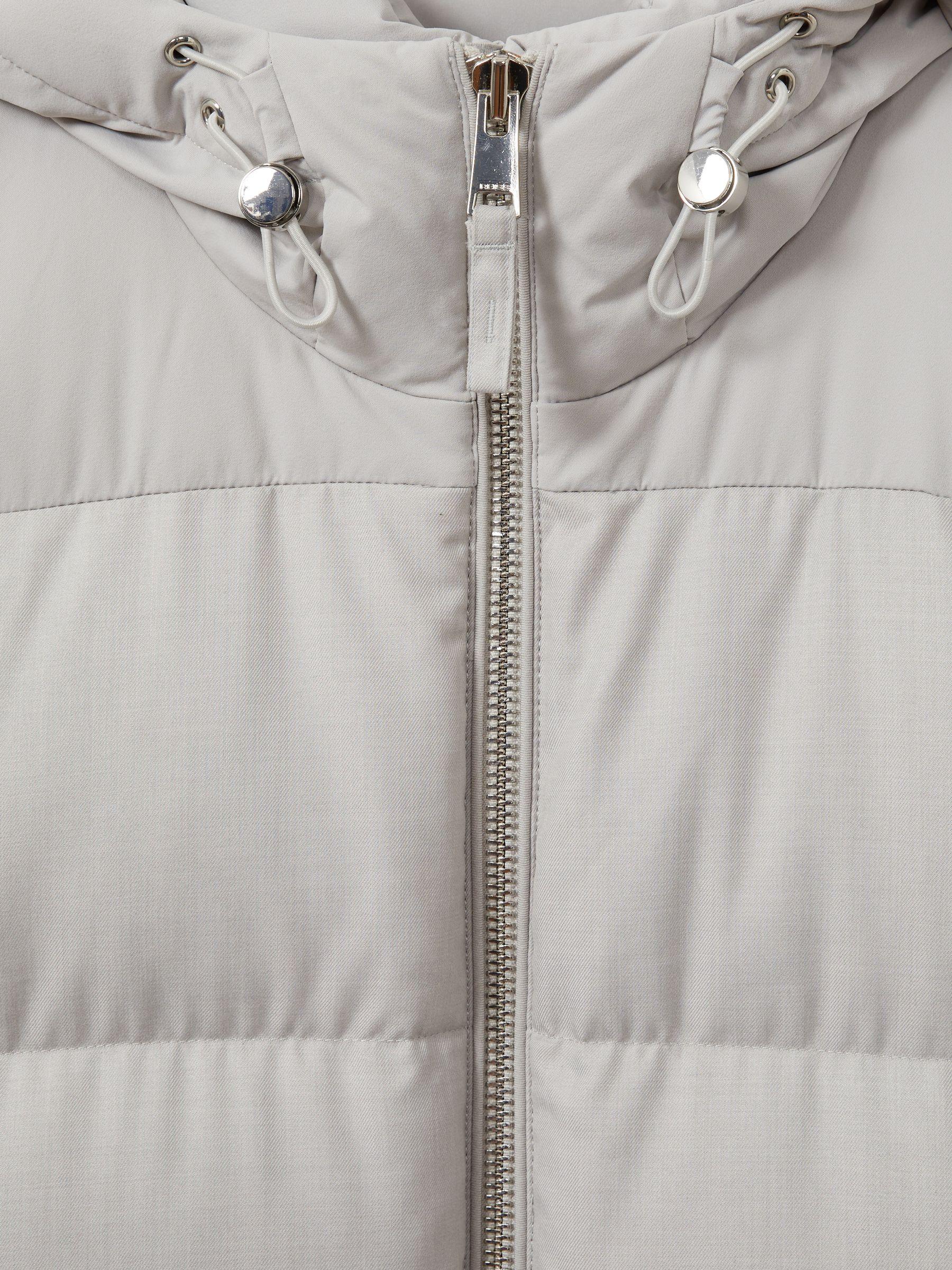 Patch-Pocket Quilted Puffer Jacket in Grey Product Image