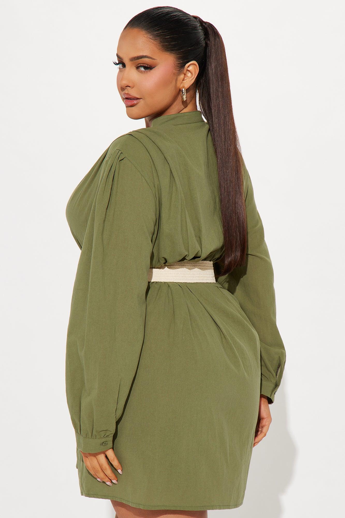 Ayami Mini Shirt Dress - Olive Product Image