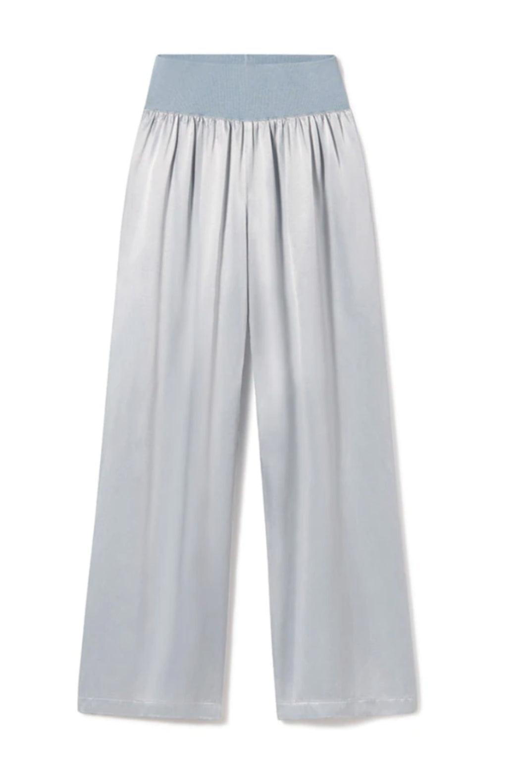 LOLA FOLDOVER KNIT WAISTBAND SATIN PANT Product Image