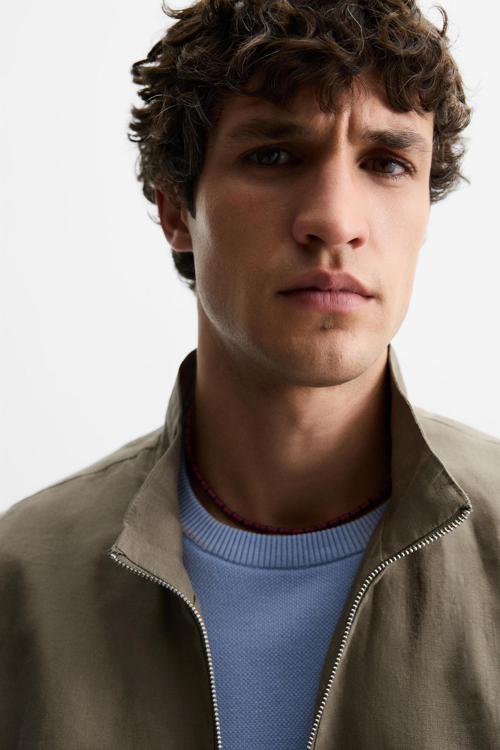 100% LINEN BOMBER JACKET Product Image