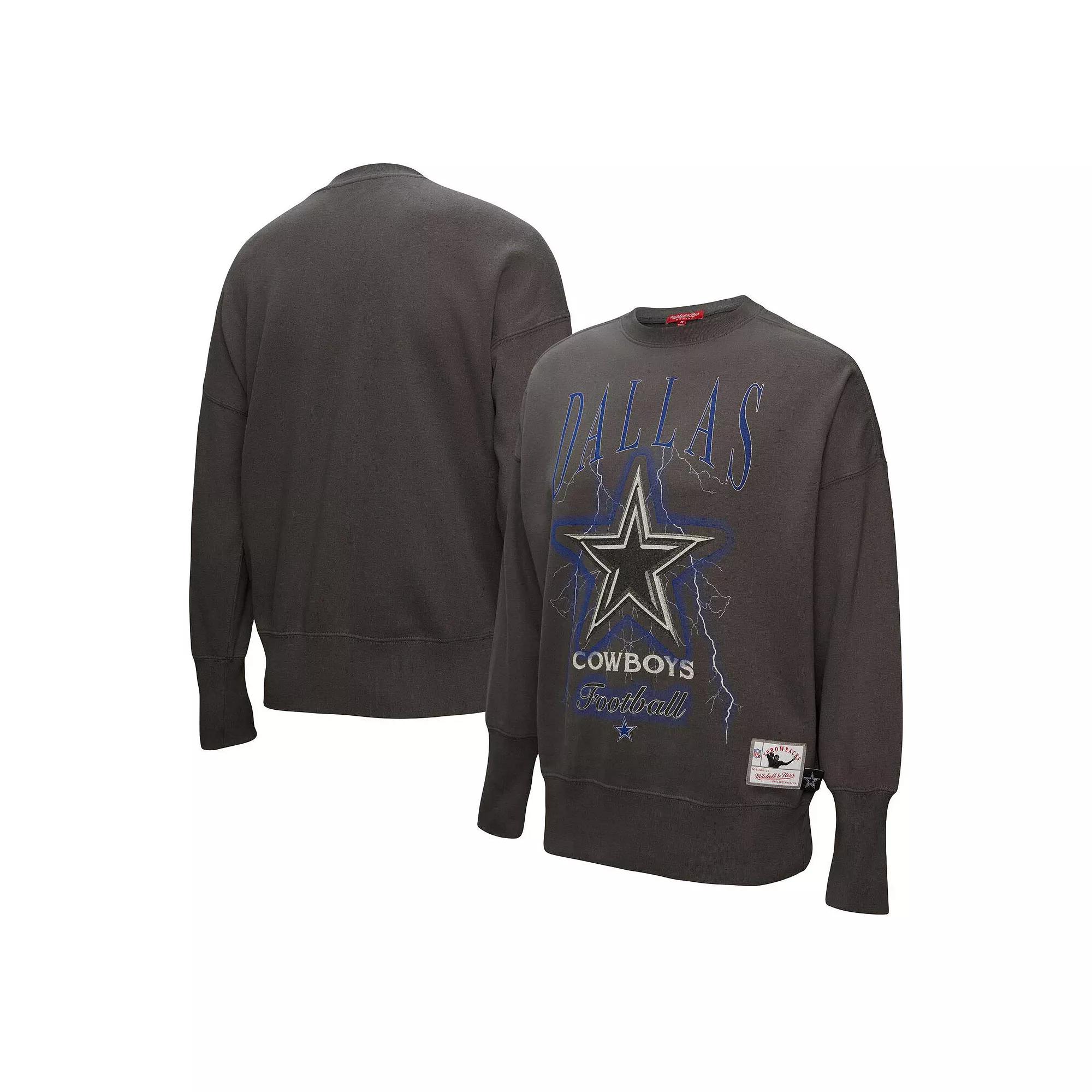 Women's Mitchell & Ness Charcoal Dallas Cowboys Distressed Logo 4.0 Pullover Sweatshirt, Adult Unisex,  Product Image